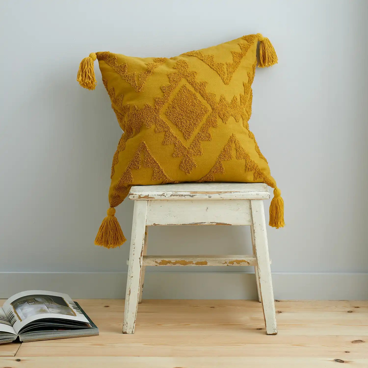 Pineapple Elephant Imani Tufted 45x45cm Cushion Ochre 1 Shaws Department Stores