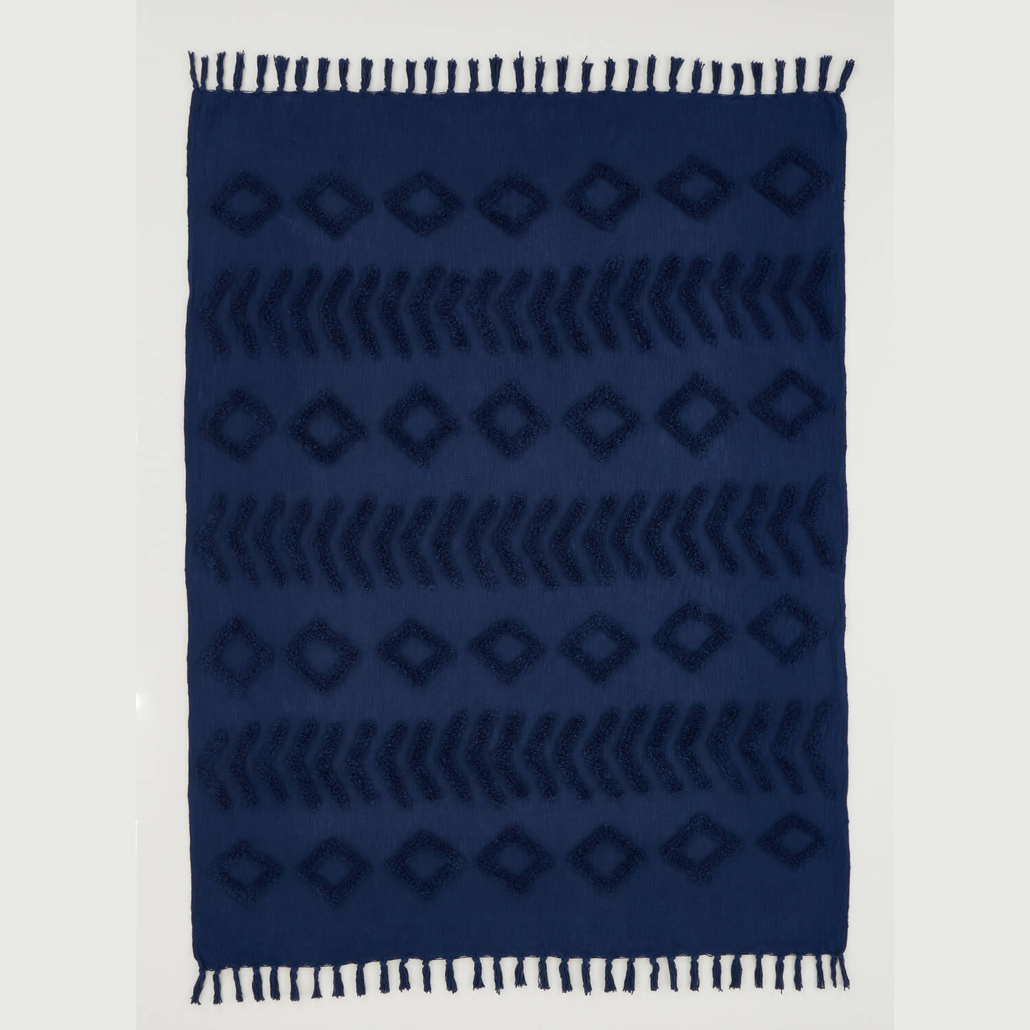 Pineapple Elephant Kabeli Tufted 130x170cm Blanket Throw Navy 1 Shaws Department Stores