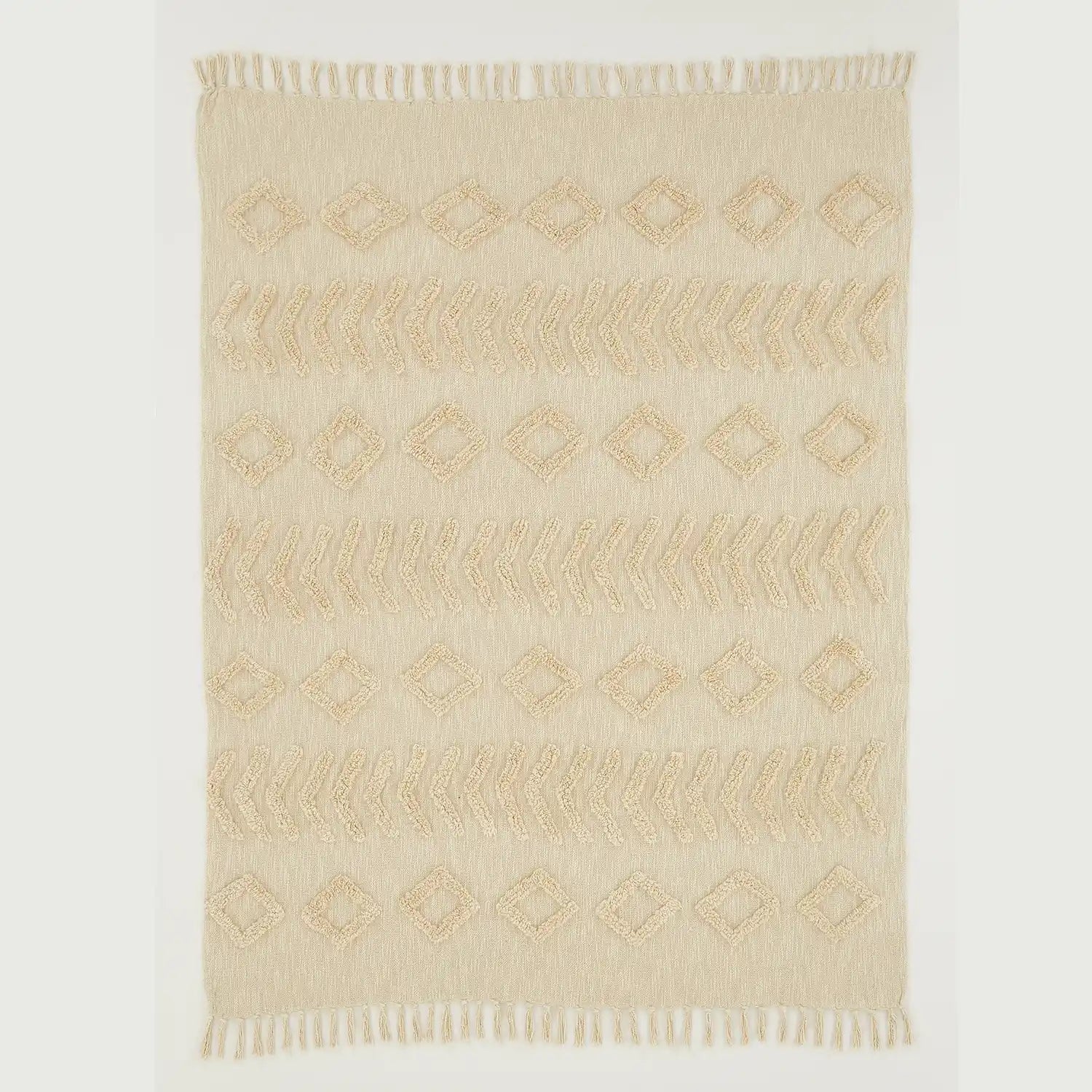Pineapple Elephant Kabeli Tufted 130x170cm Blanket Throw Ecru 4 Shaws Department Stores