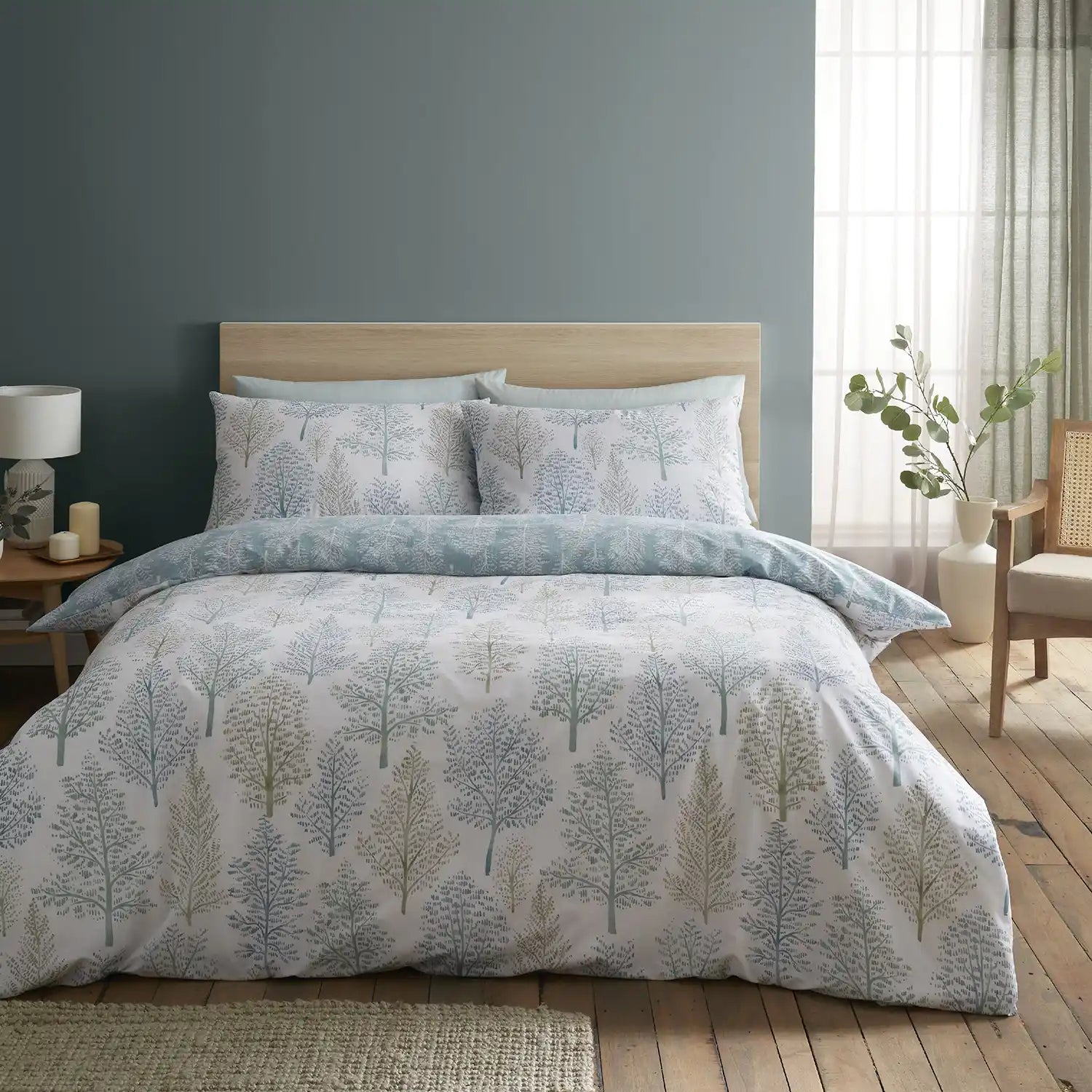 The Home Collection Wilda Tree Duvet Cover Set - Green 1 Shaws Department Stores