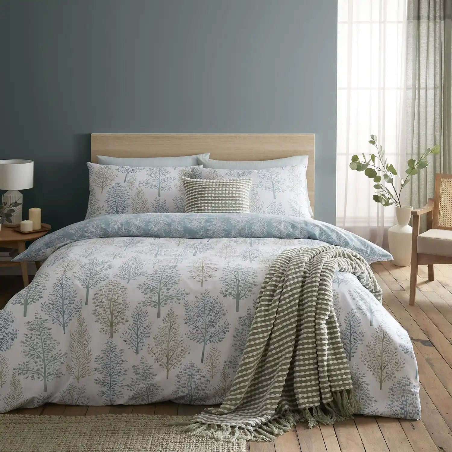 The Home Collection Wilda Tree Duvet Cover Set - Green 6 Shaws Department Stores