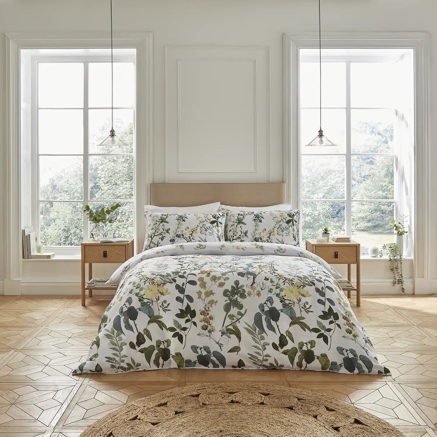 Dorma 300 Thread Count Pure Cotton Sateen Tabitha Floral Duvet Cover - White/Floral 1 Shaws Department Stores