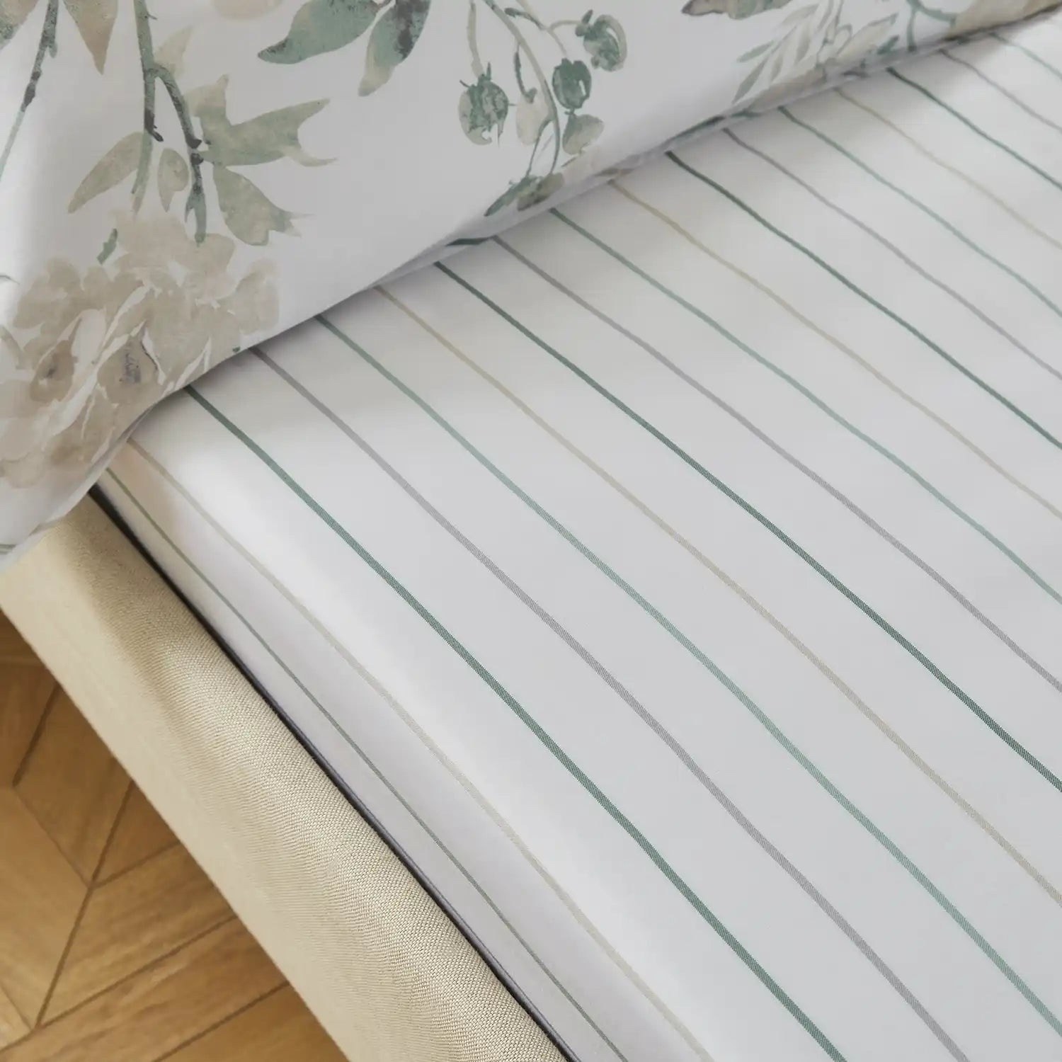 Dorma Ellesa Floral 100% Cotton Fitted Sheet - Natural/Floral 1 Shaws Department Stores