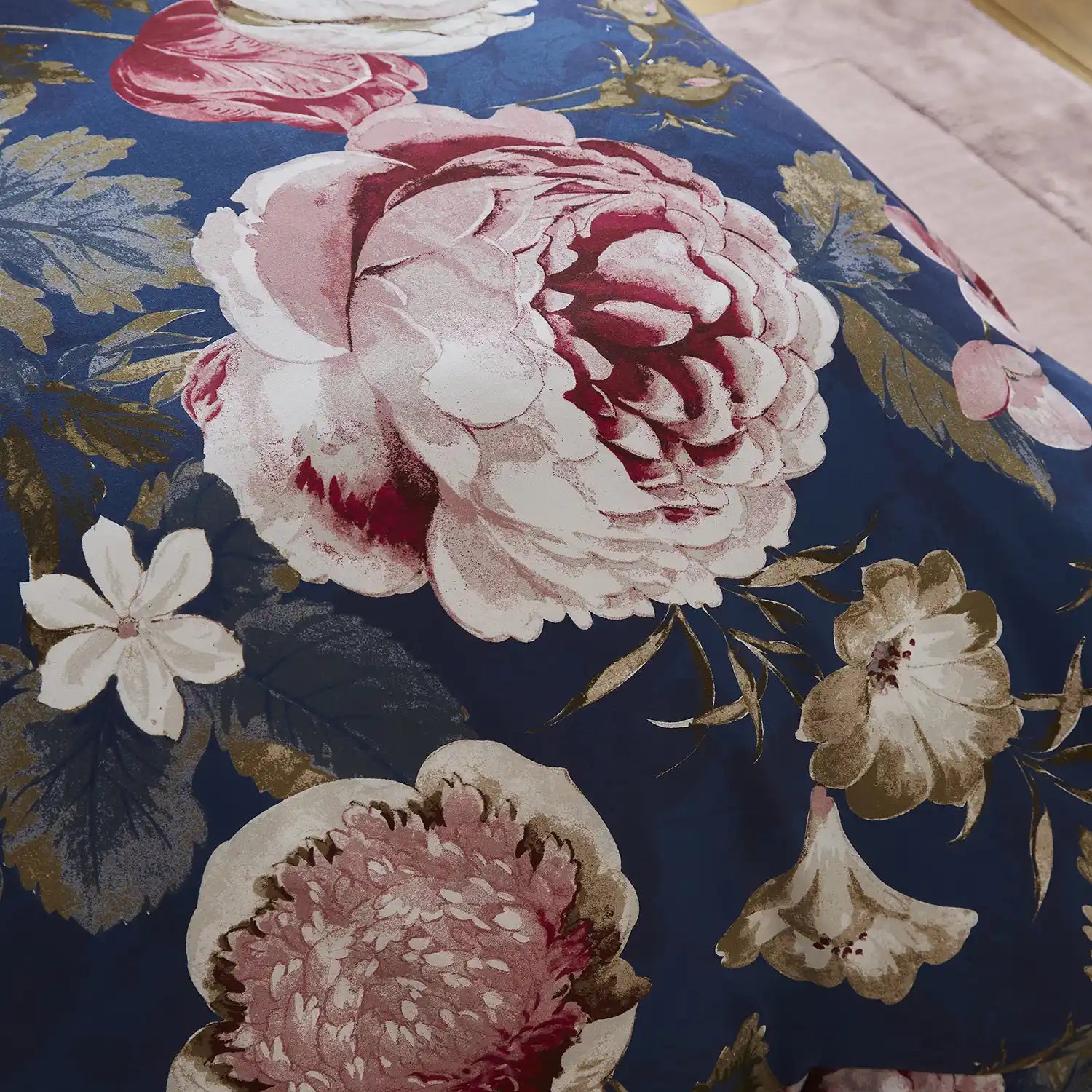 Dorma 300 Thread Count Pure Cotton Sateen Constance Floral Duvet Cover - Navy Floral 3 Shaws Department Stores