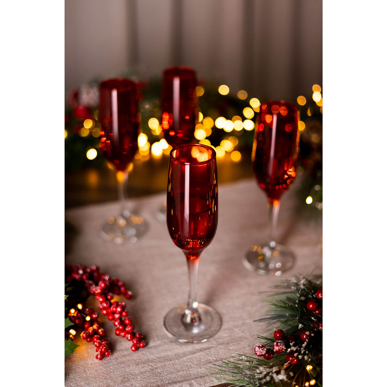 Killarney Crystal Red Champagne Glass Set of 4 3 Shaws Department Stores