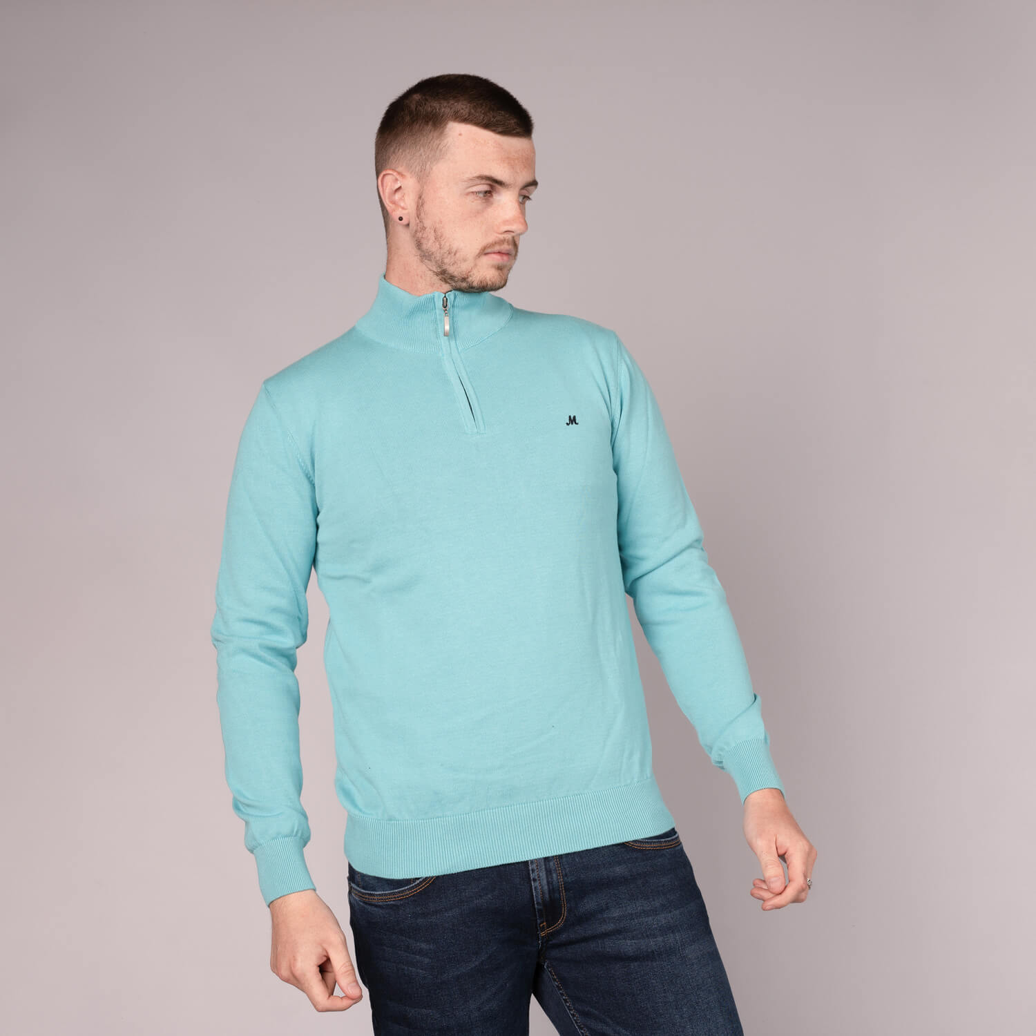 Mineral Altis 1/4 Zip Knit - Blue 1 Shaws Department Stores