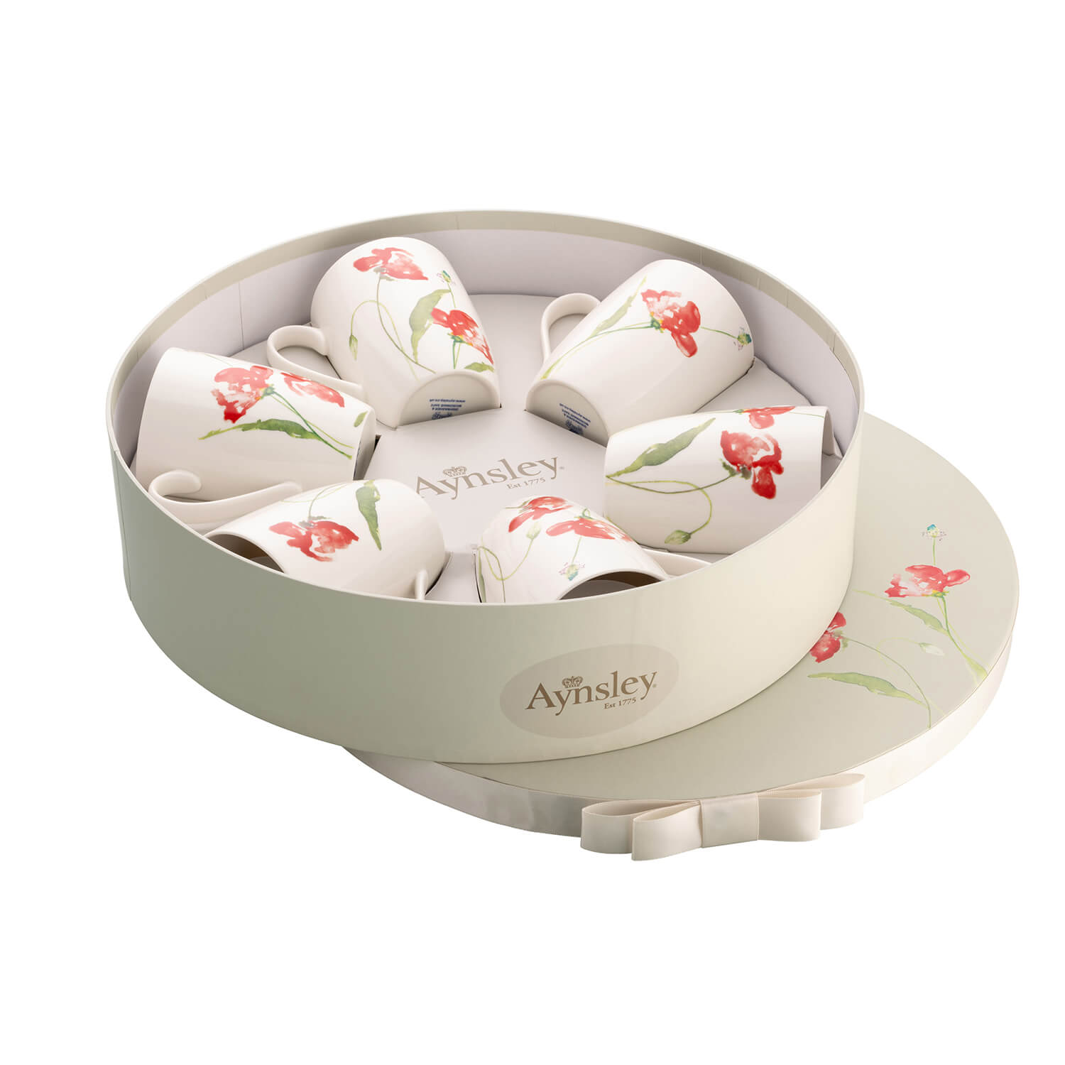 Belleek Aynsley Meadow Set 6 Mugs in Hat Box 1 Shaws Department Stores