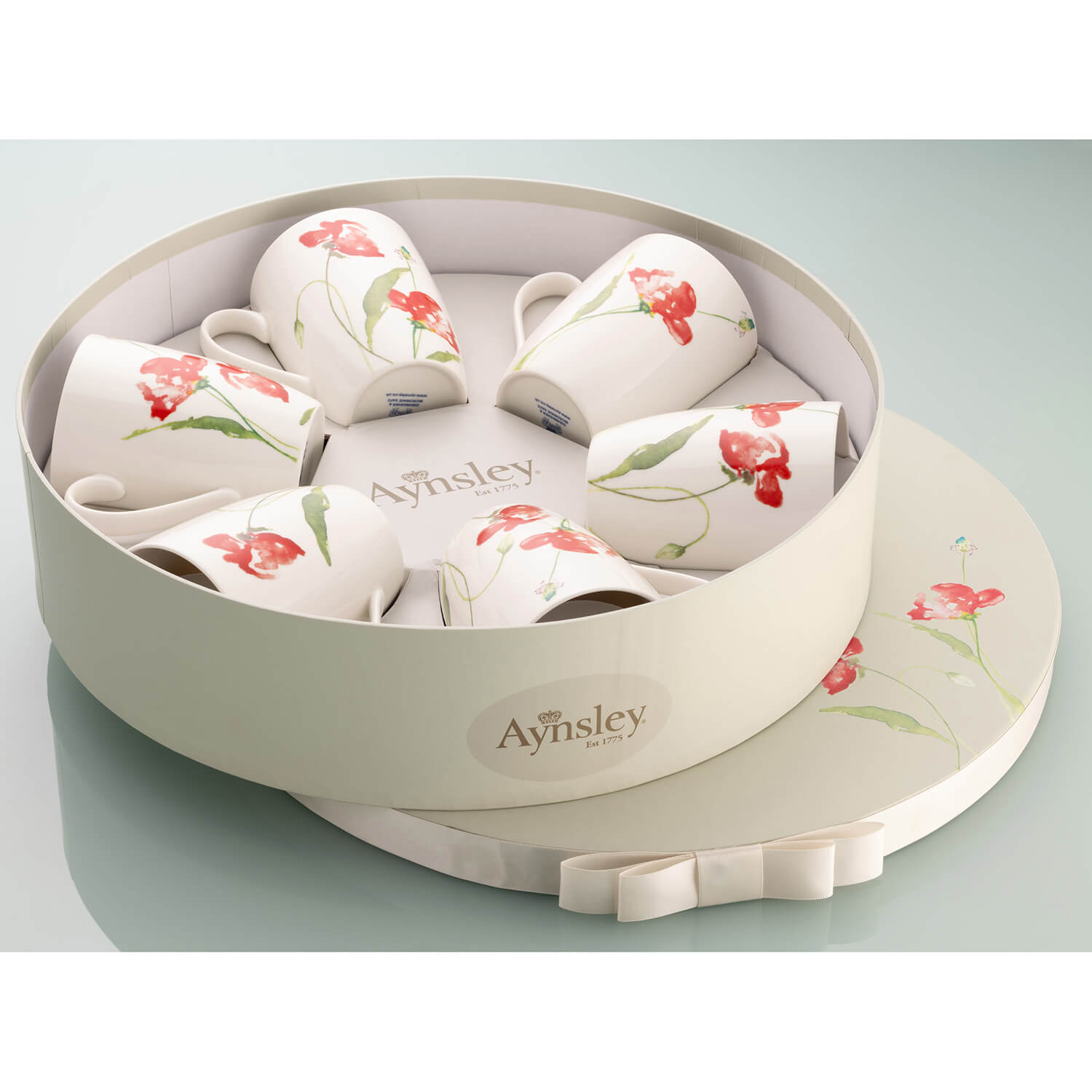 Belleek Aynsley Meadow Set 6 Mugs in Hat Box 2 Shaws Department Stores