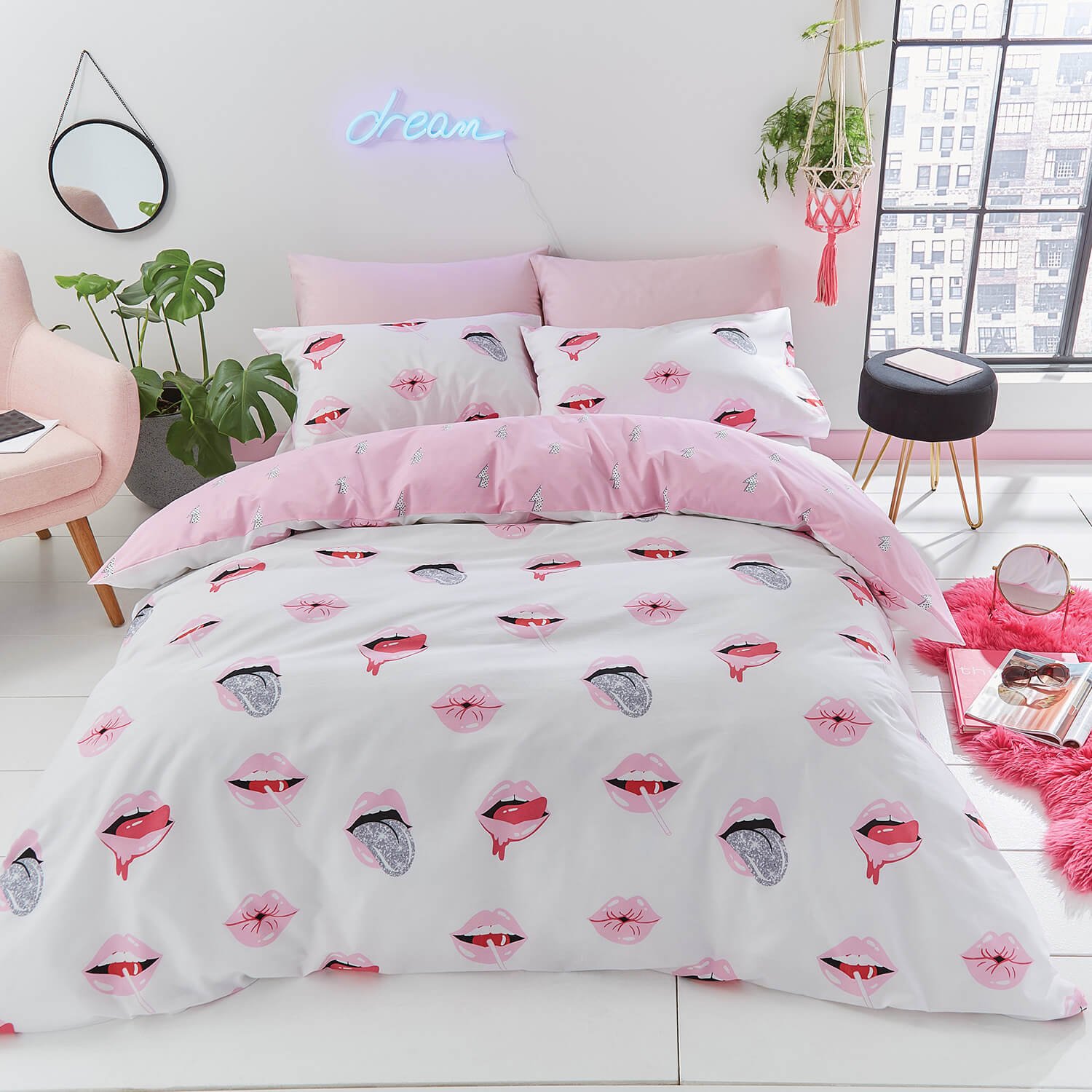 Sassy B Lip Service Duvet Cover Set - Pink 1 Shaws Department Stores