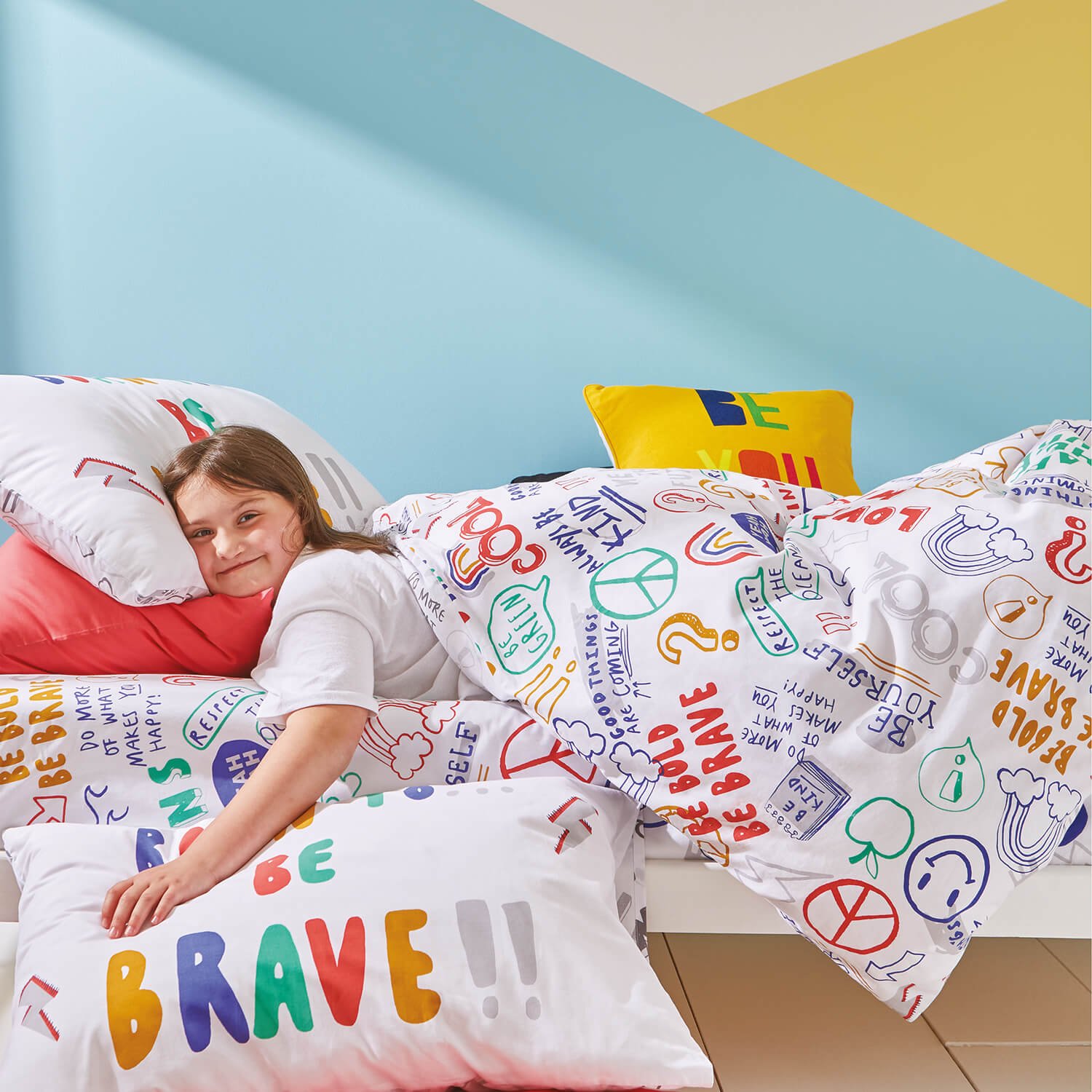Born To Be Brave Organic Cotton Duvet Set - Bright 4 Shaws Department Stores