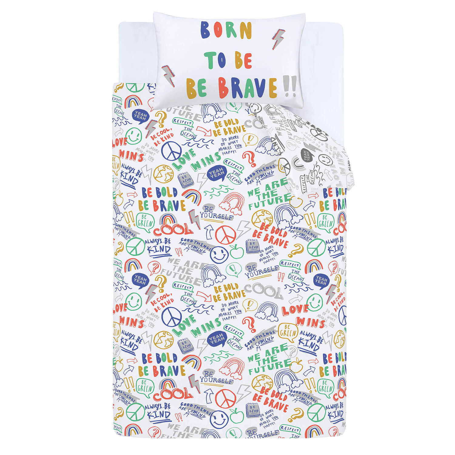 Born To Be Brave Organic Cotton Duvet Set - Bright 5 Shaws Department Stores