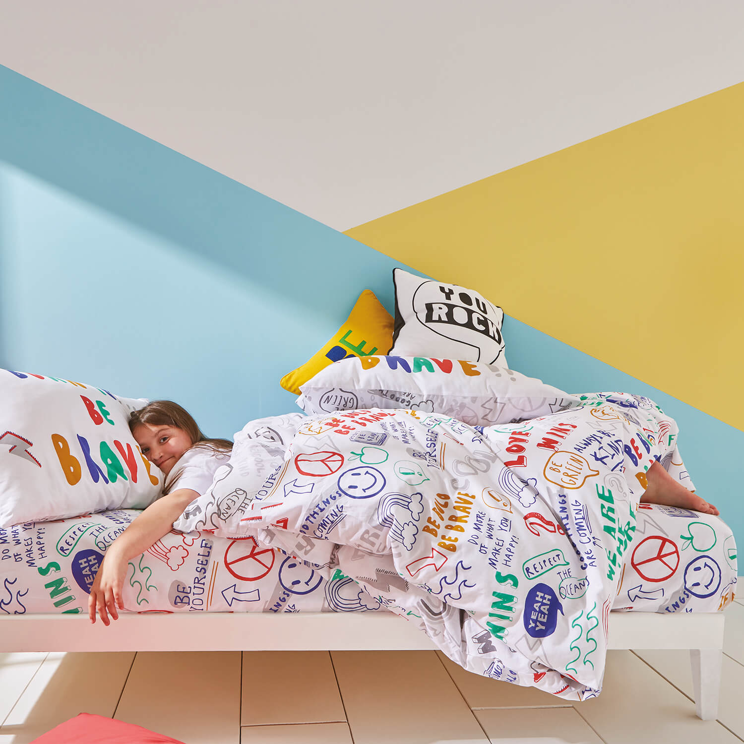 Born To Be Brave Organic Cotton Fitted Sheet - Bright 3 Shaws Department Stores