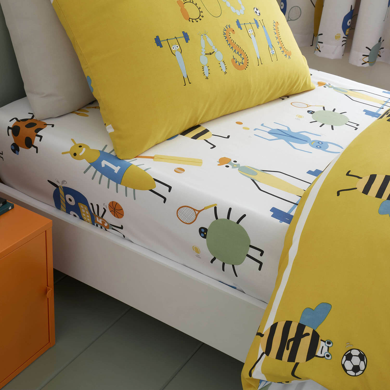 Catherine Lansfield Bugtastic Easy Care Fitted Sheet - Yellow 1 Shaws Department Stores