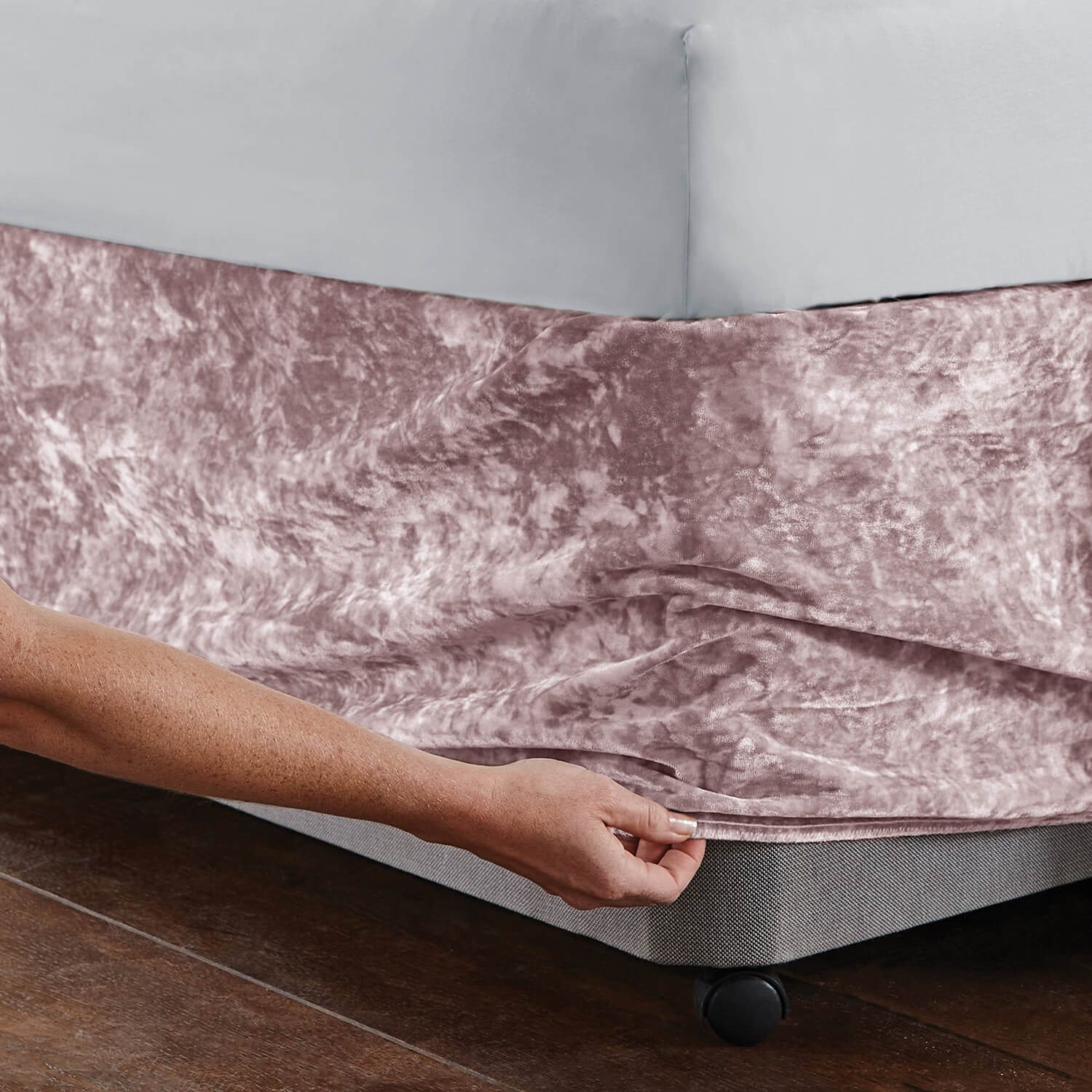 Catherine Lansfield Crushed Velvet Divan Base Wrap - Blush 4 Shaws Department Stores