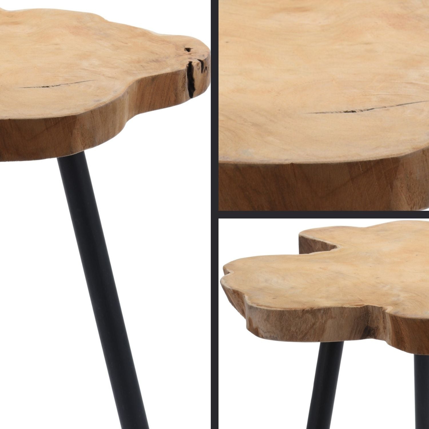 Koopman Side Table - Teak - Metal Legs 2 Shaws Department Stores