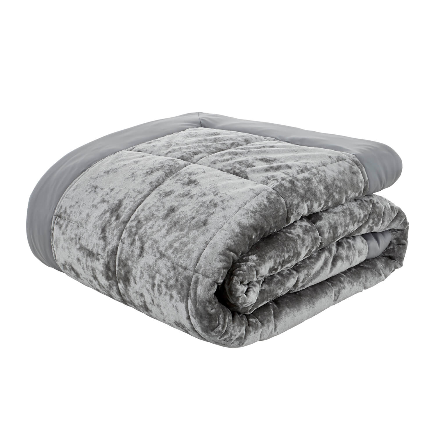 Catherine Lansfield Crushed Velvet Bedspread 220x220 - Silver 1 Shaws Department Stores