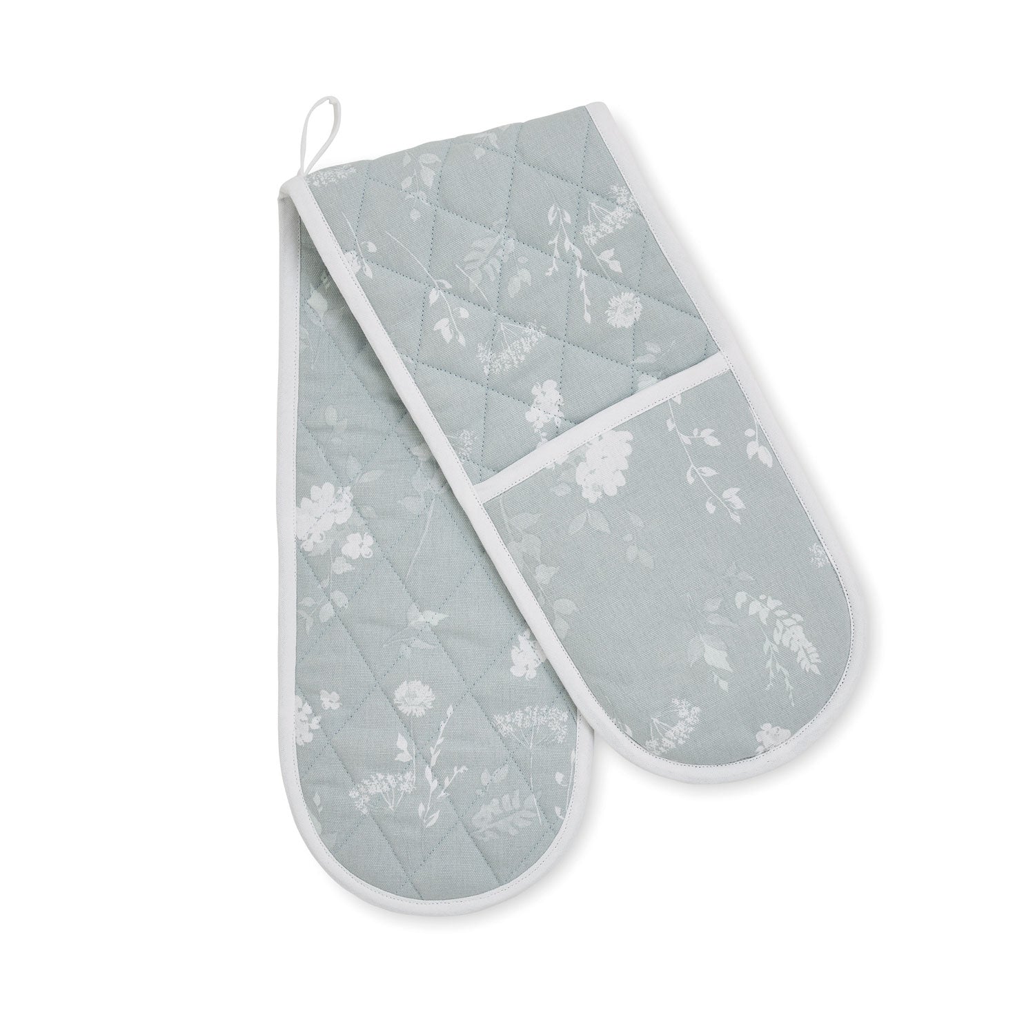 Catherine Lansfield Dining Meadowsweet Floral Double Oven Glove - Green 1 Shaws Department Stores