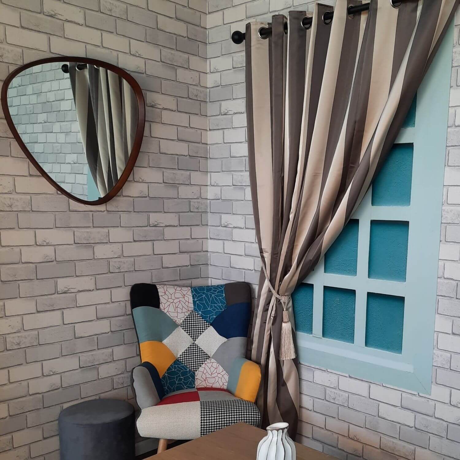 The Home Collection Satin Stripe Curtains - 90x90&