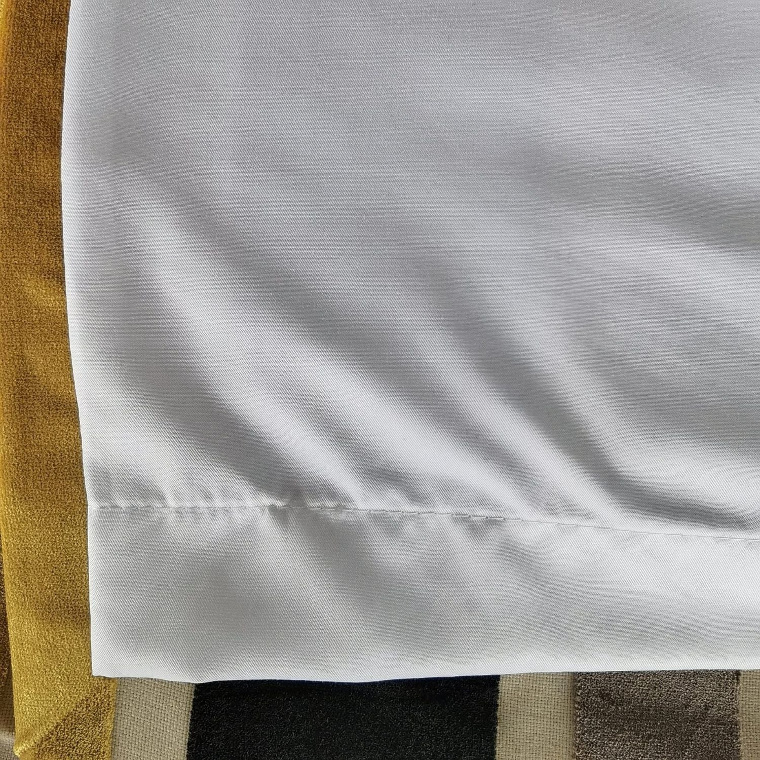 The Home Collection Stripe Velvet Curtains 90" x 90" - Ochre & Black 6 Shaws Department Stores