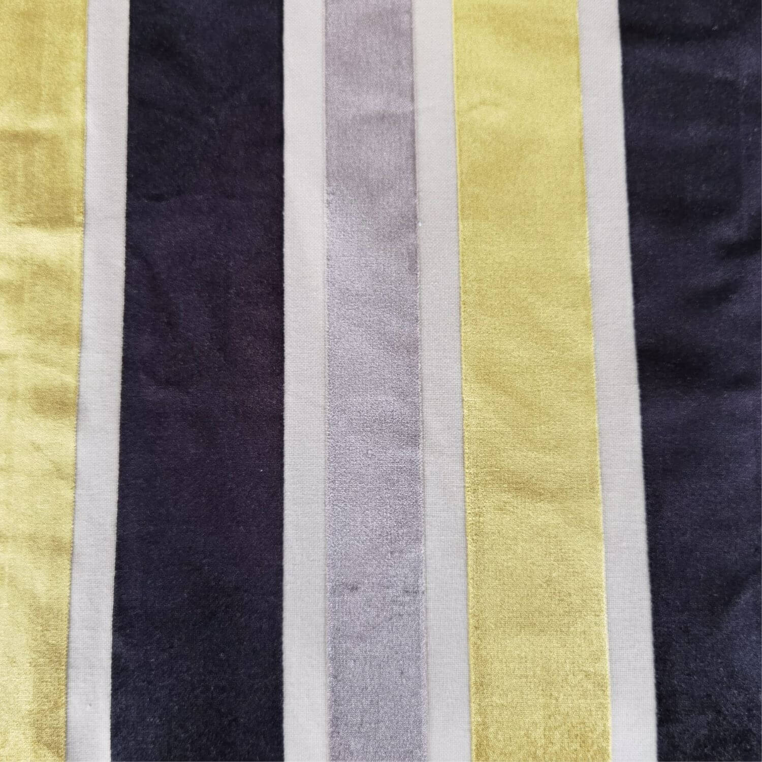 The Home Collection Stripe Velvet Curtains 90" x 90" - Ochre & Black 7 Shaws Department Stores