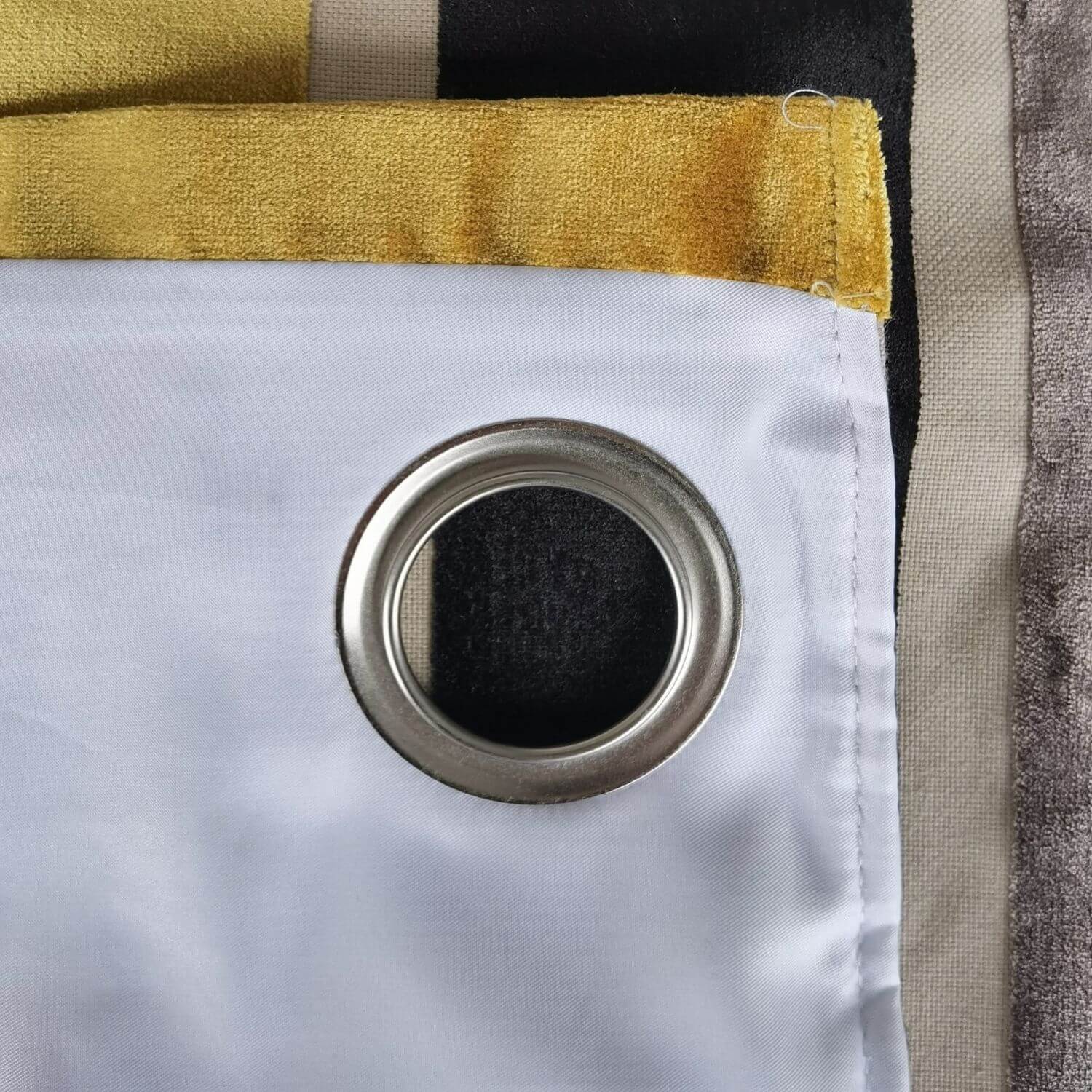 The Home Collection Stripe Velvet Curtains 90" x 90" - Ochre & Black 10 Shaws Department Stores