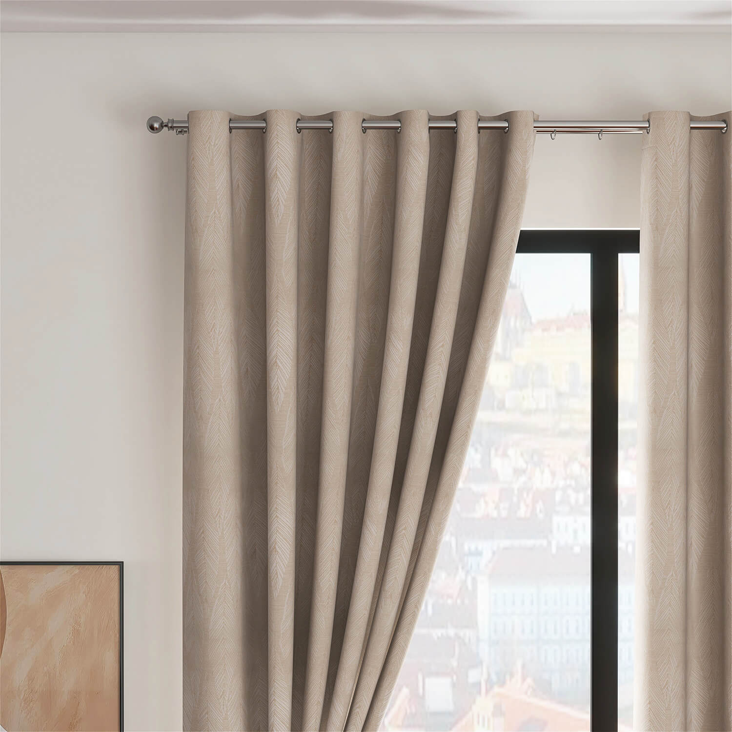 The Home Collection Marseille Eyelet Readymade Curtains - Champagne 2 Shaws Department Stores