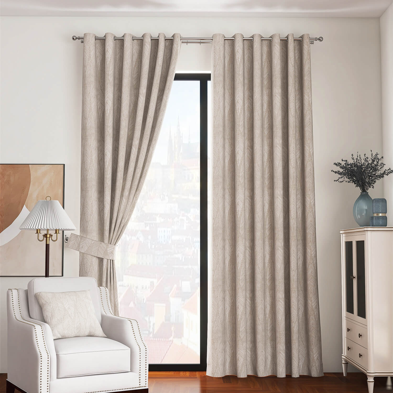 The Home Collection Marseille Eyelet Readymade Curtains - Duck Egg 1 Shaws Department Stores