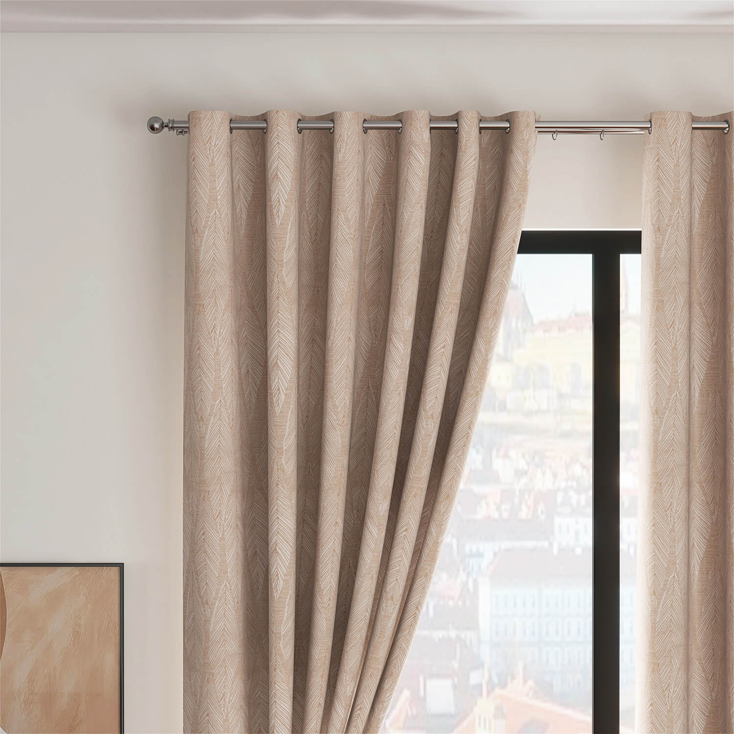 The Home Collection Marseille Eyelet Readymade Curtains - Sand 2 Shaws Department Stores