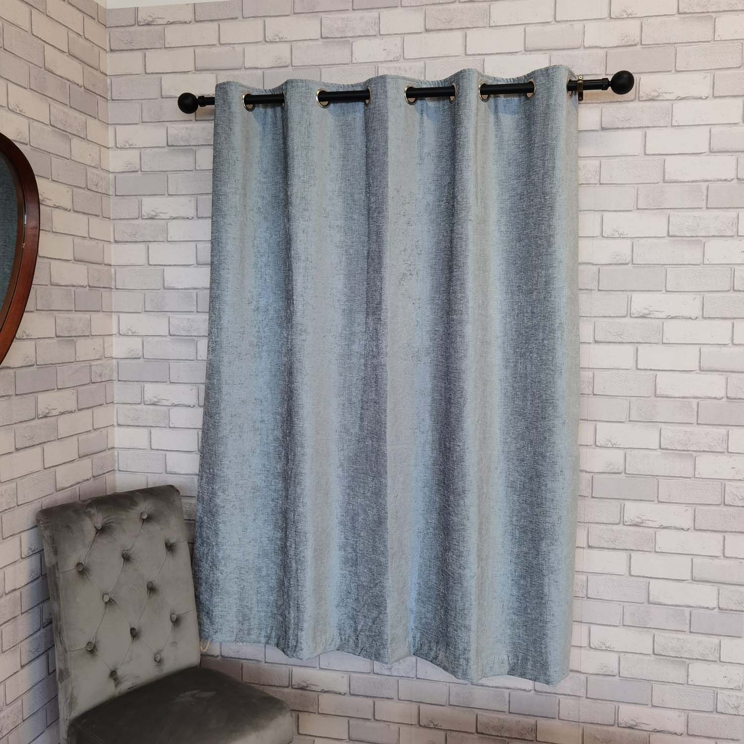 The Home Collection Chenille Eyelet Readymade Curtains - Silver 1 Shaws Department Stores