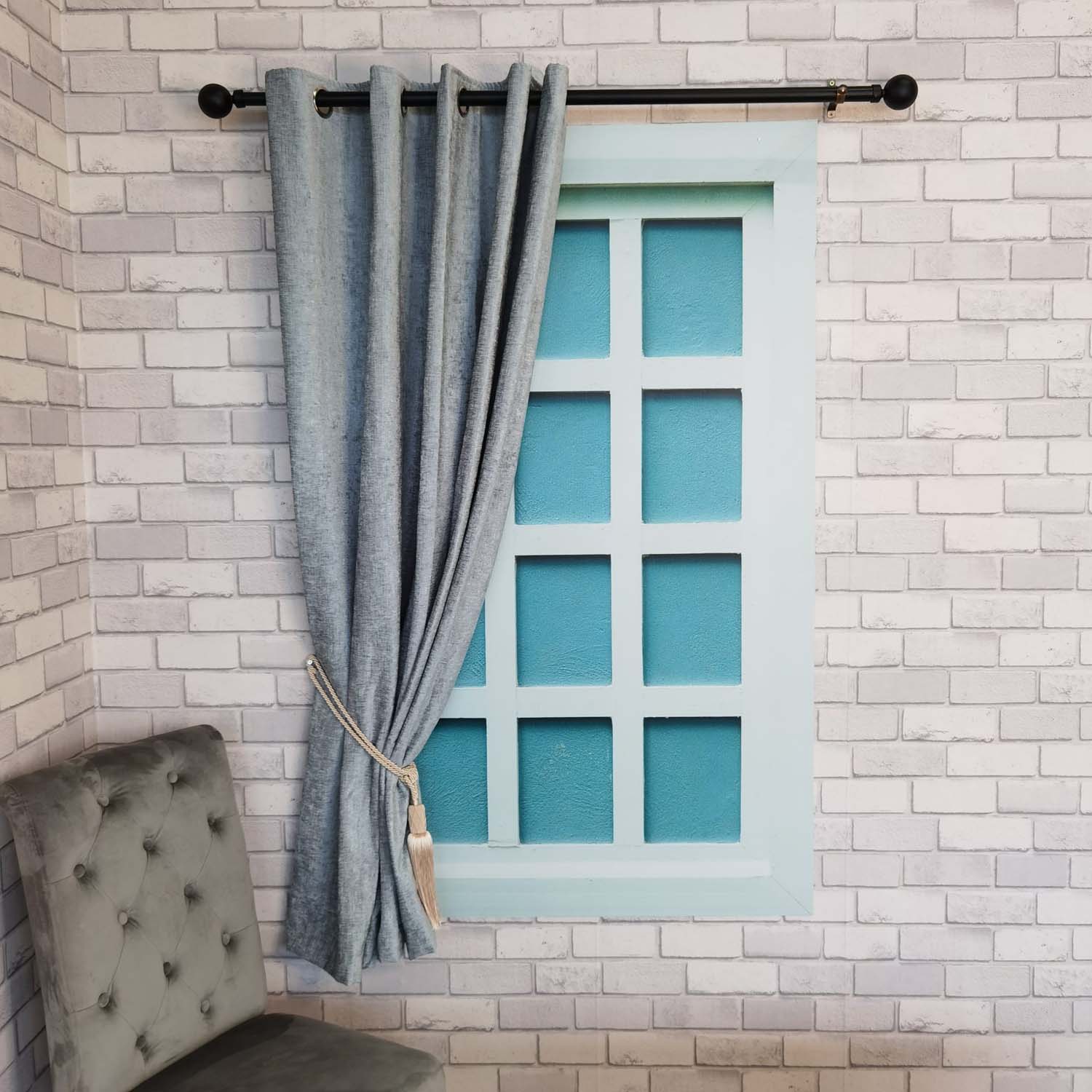 The Home Collection Chenille Eyelet Readymade Curtains - Silver 2 Shaws Department Stores