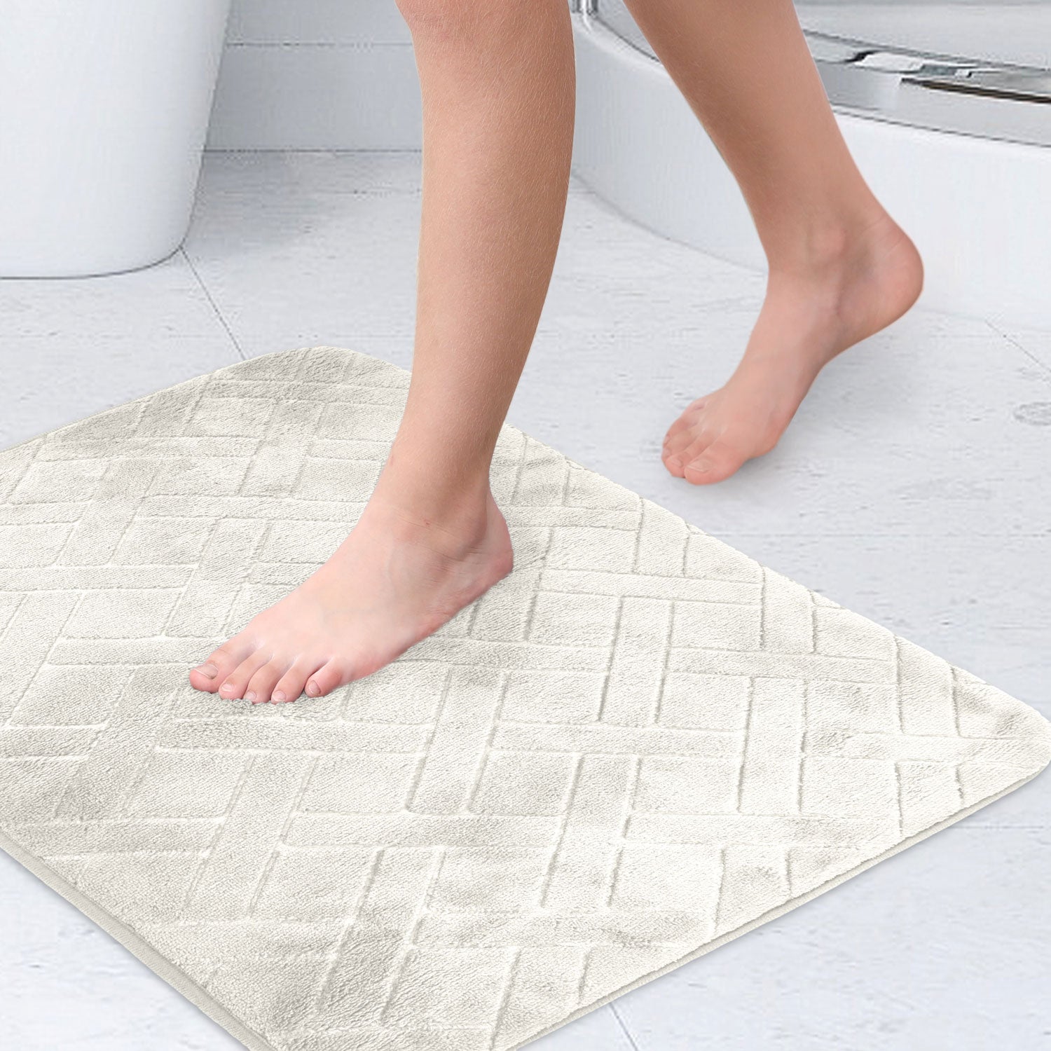 Emma Barclay Matrix Embossed Foam Bath Mat - Natural 4 Shaws Department Stores