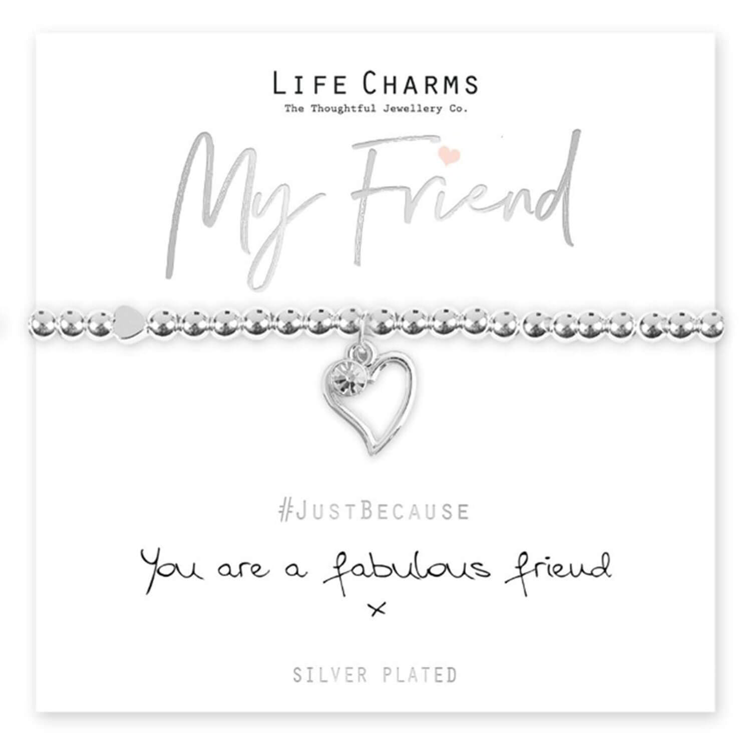 Life Charms Fabulous Friend Heart Bracelet - Silver 2 Shaws Department Stores