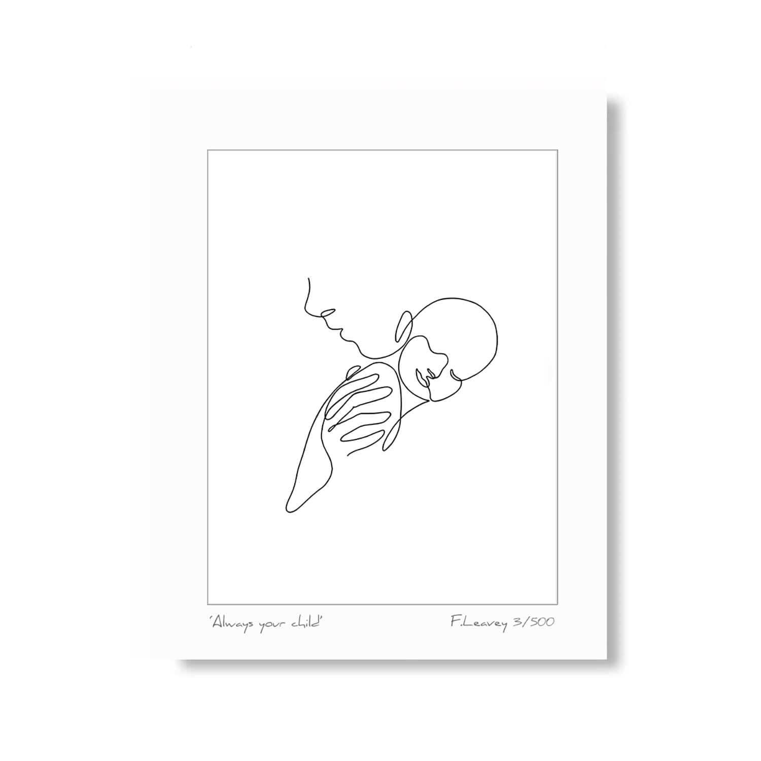 Fab Cow Always Your Child - Minimalist Mounted Art - 16" x 12" - Black 1 Shaws Department Stores