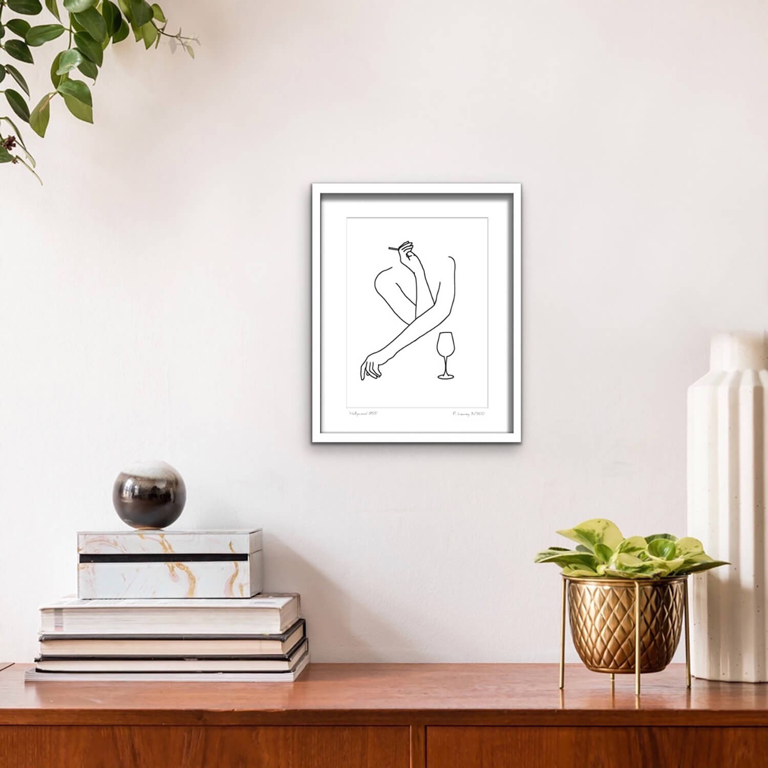 Fab Cow Hollywood Minimalist Mounted Art 16" x 12" - Black 5 Shaws Department Stores