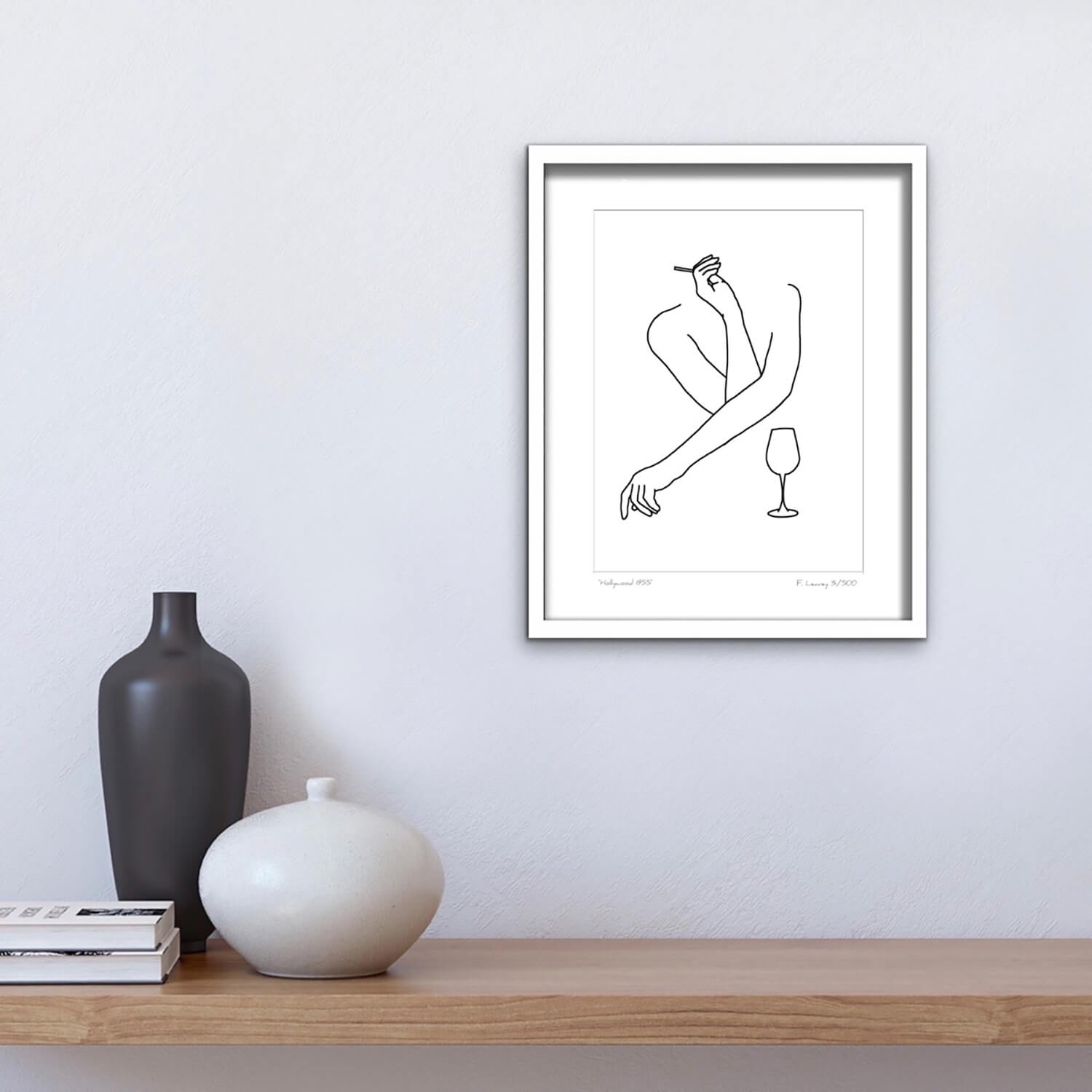 Fab Cow Hollywood Minimalist Mounted Art 16" x 12" - Black 2 Shaws Department Stores