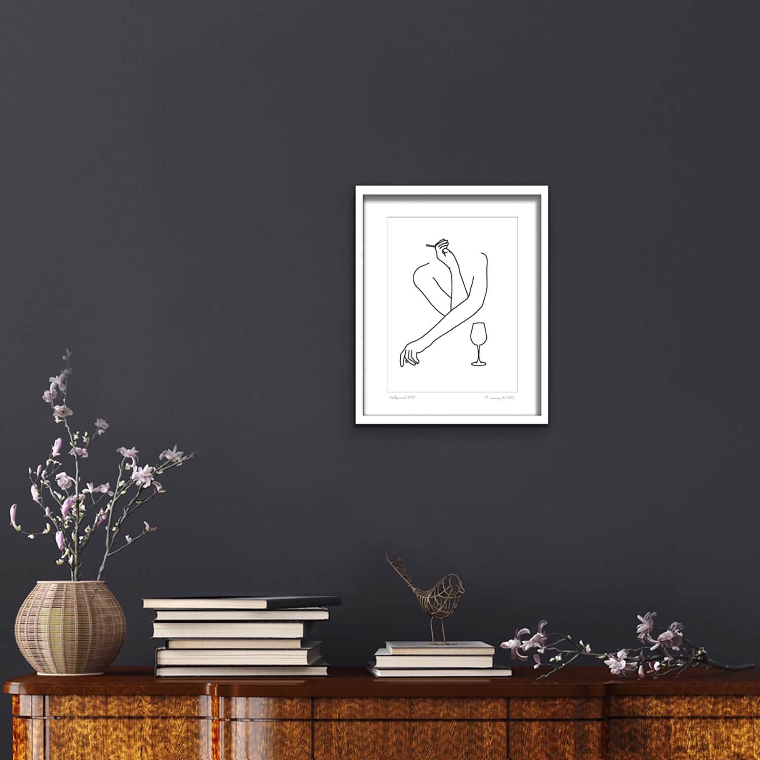 Fab Cow Hollywood Minimalist Mounted Art 16" x 12" - Black 3 Shaws Department Stores