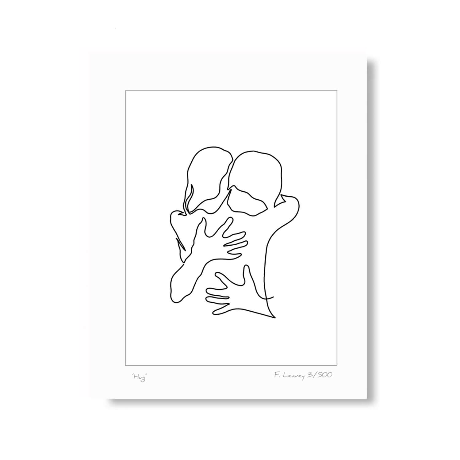 Fab Cow Hug - Minamilist Mounted Art - 16" x 12" - Black 1 Shaws Department Stores