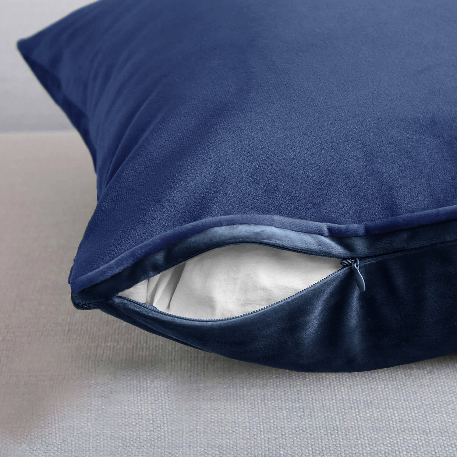 The Home Collection Luna Velvet Cushion - French Blue/Navy 2 Shaws Department Stores