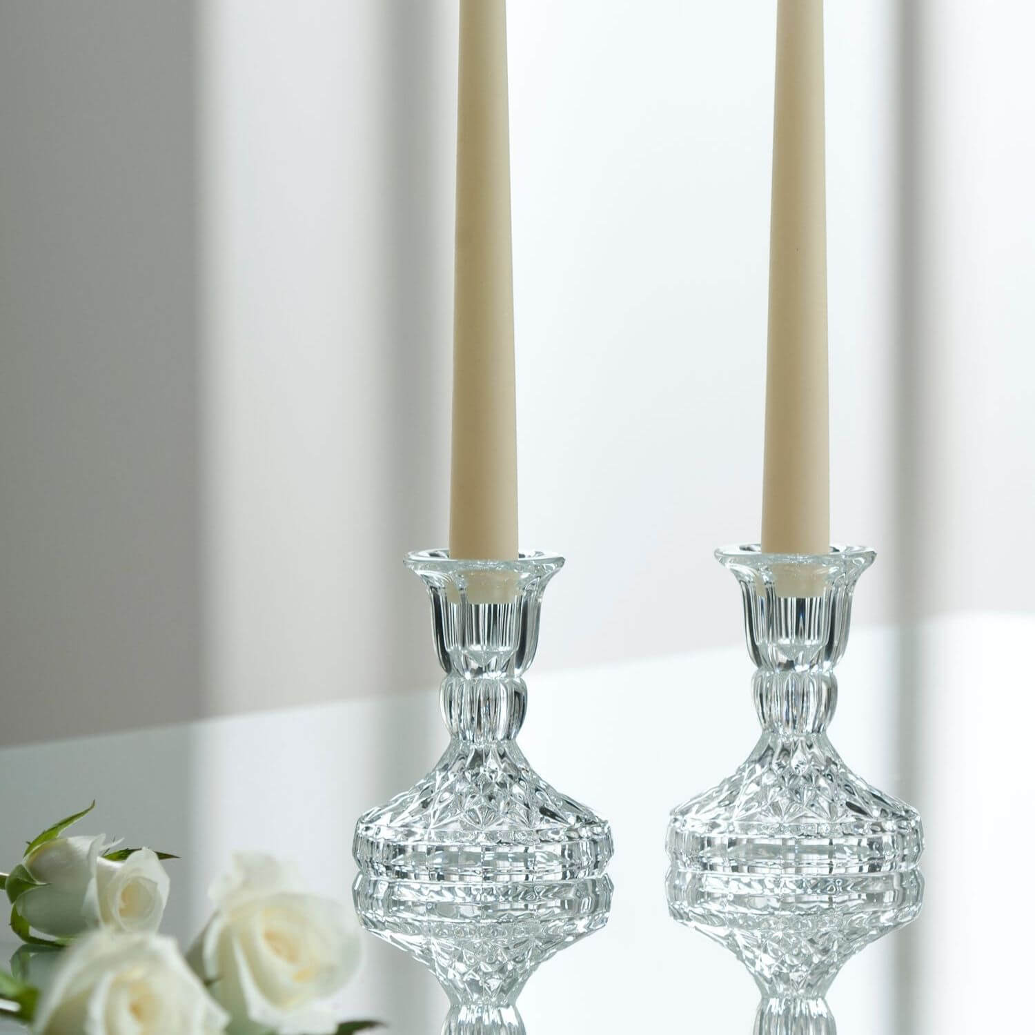 Galway Crystal Ashford Candlestick Pair 4" 1 Shaws Department Stores