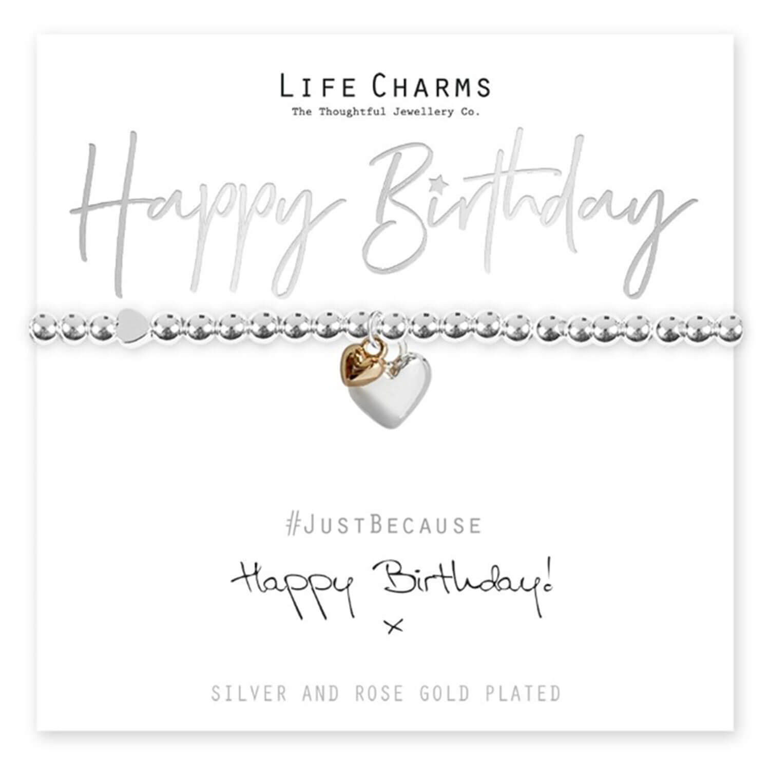 Life Charms Happy Birthday Hearts Bracelet - Silver 2 Shaws Department Stores
