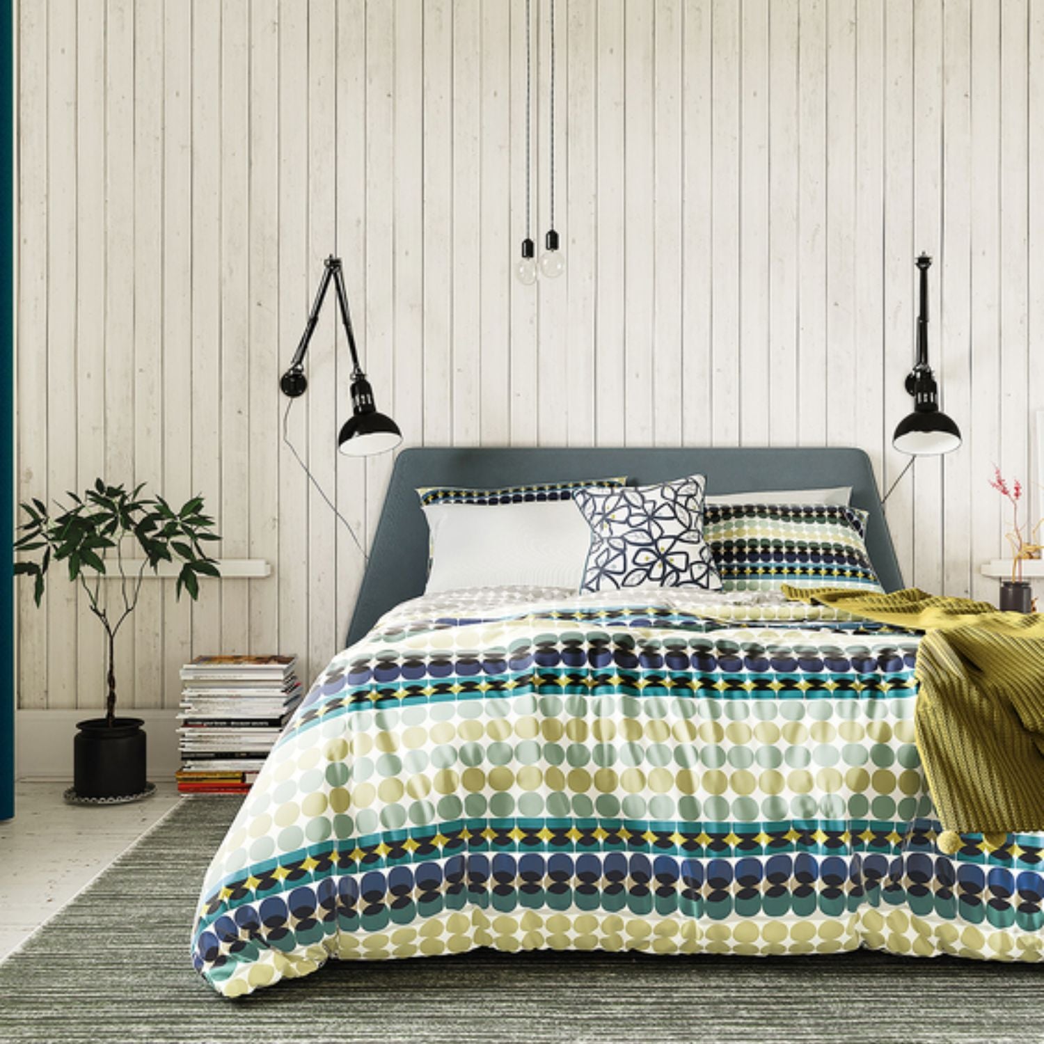 Helena Springfield Clara Duvet Cover Set - Green & Ink 2 Shaws Department Stores