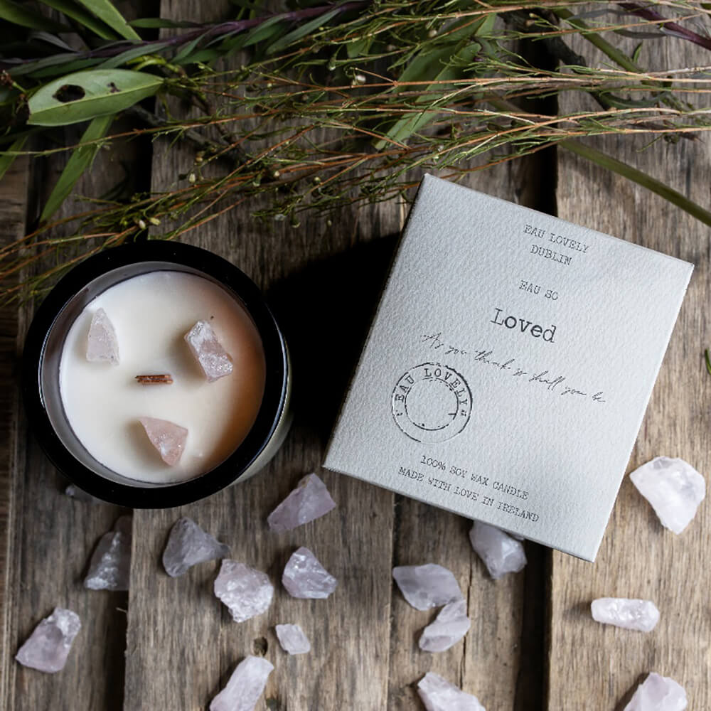 Herb Dublin Eau So Loved Gemstones Rose Quartz Candle 1 Shaws Department Stores