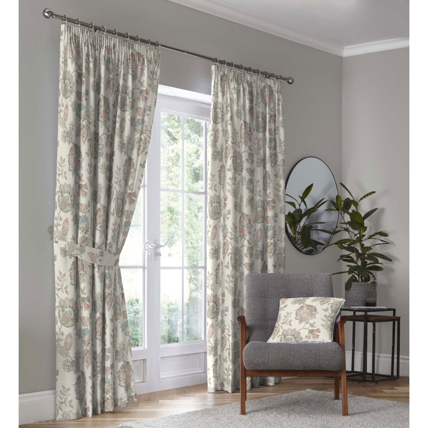 The Home Bedroom Indira Pencil Pleat Curtains 90 X 90 - Coral 1 Shaws Department Stores