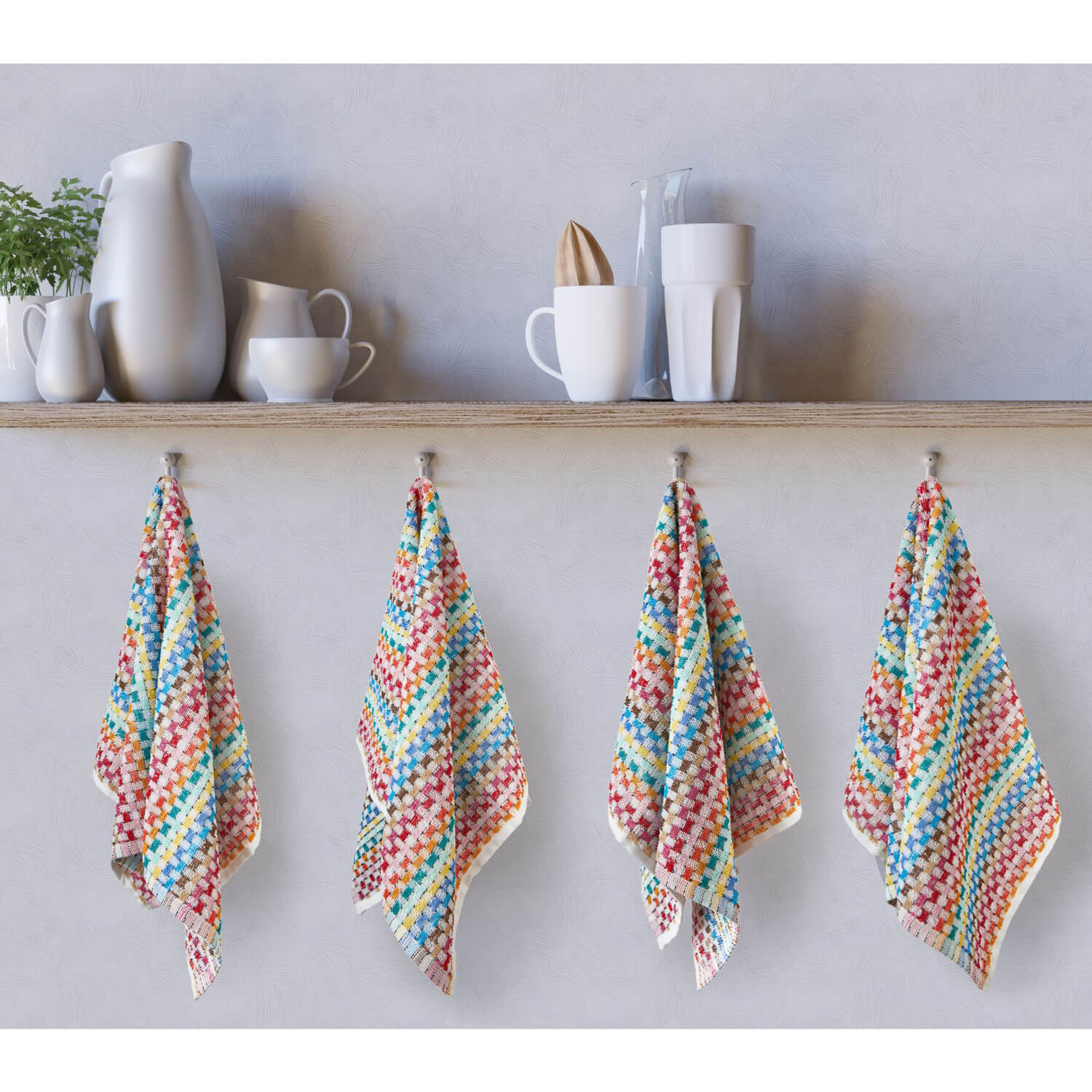 The Home Kitchen Jazz 2 Pack Tea Towels - Multi 3 Shaws Department Stores