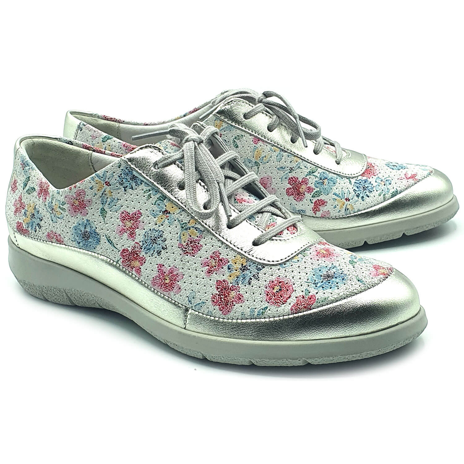 Suave footwear Juno Trainer - Silver 1 Shaws Department Stores
