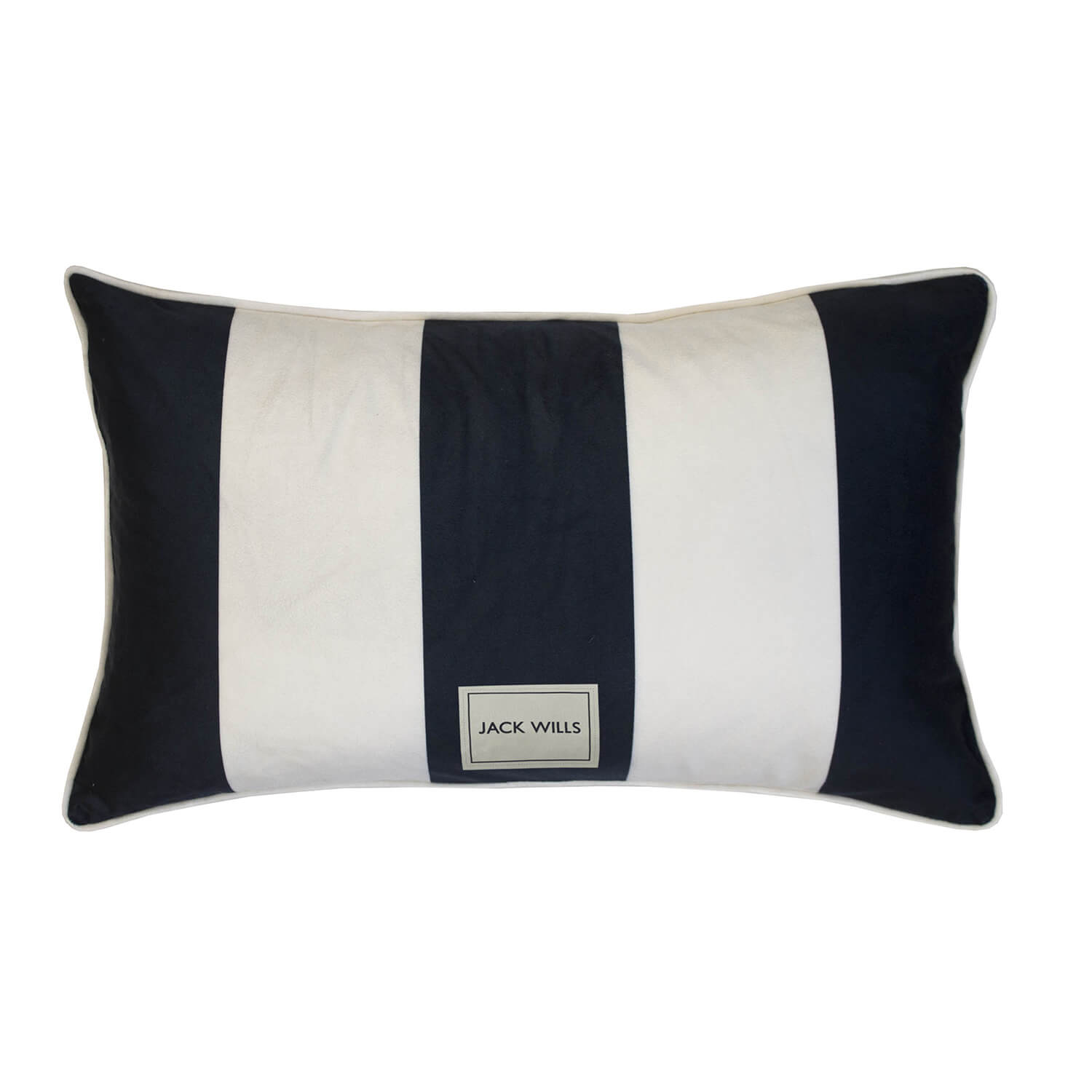 Jack Wills Heritage Stripe Filled Cushion - Navy & White 1 Shaws Department Stores