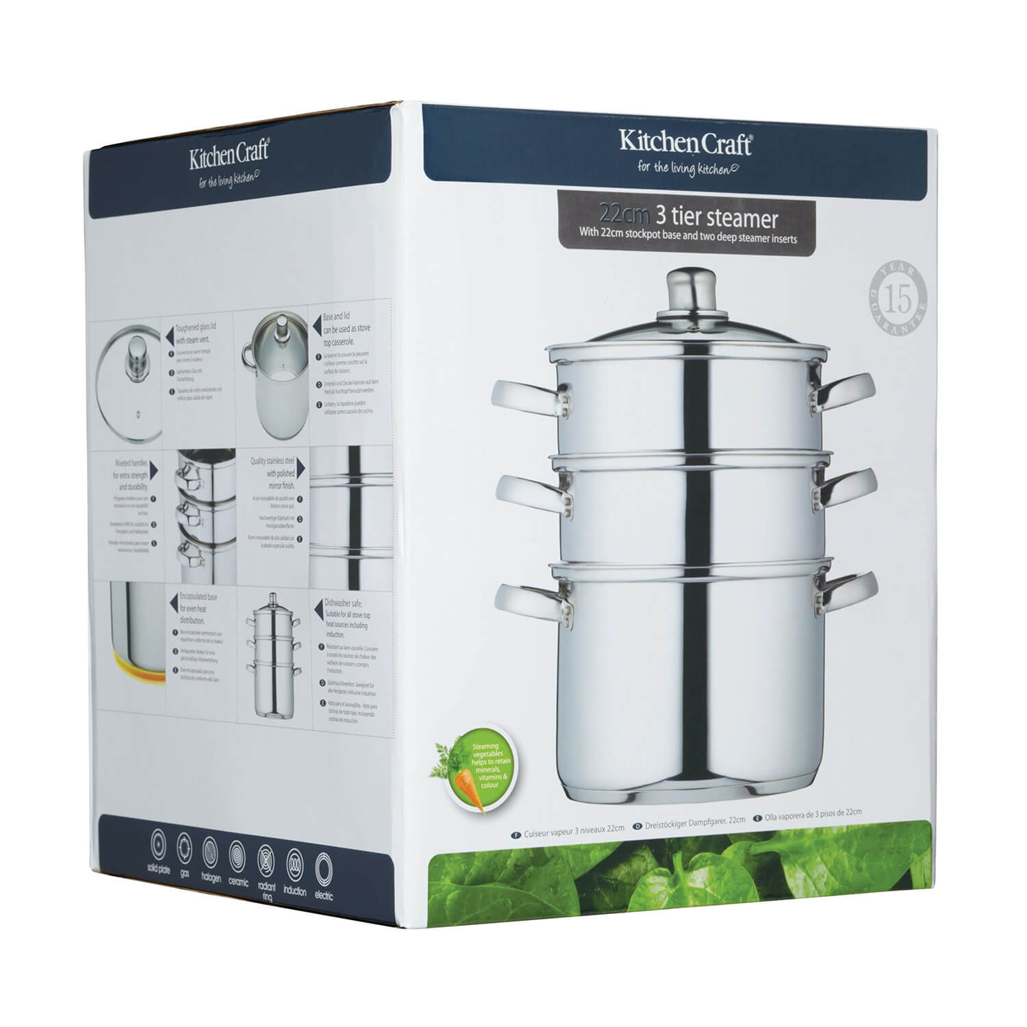Kitchencraft 3-Tier Steamer - 20cm 6 Shaws Department Stores