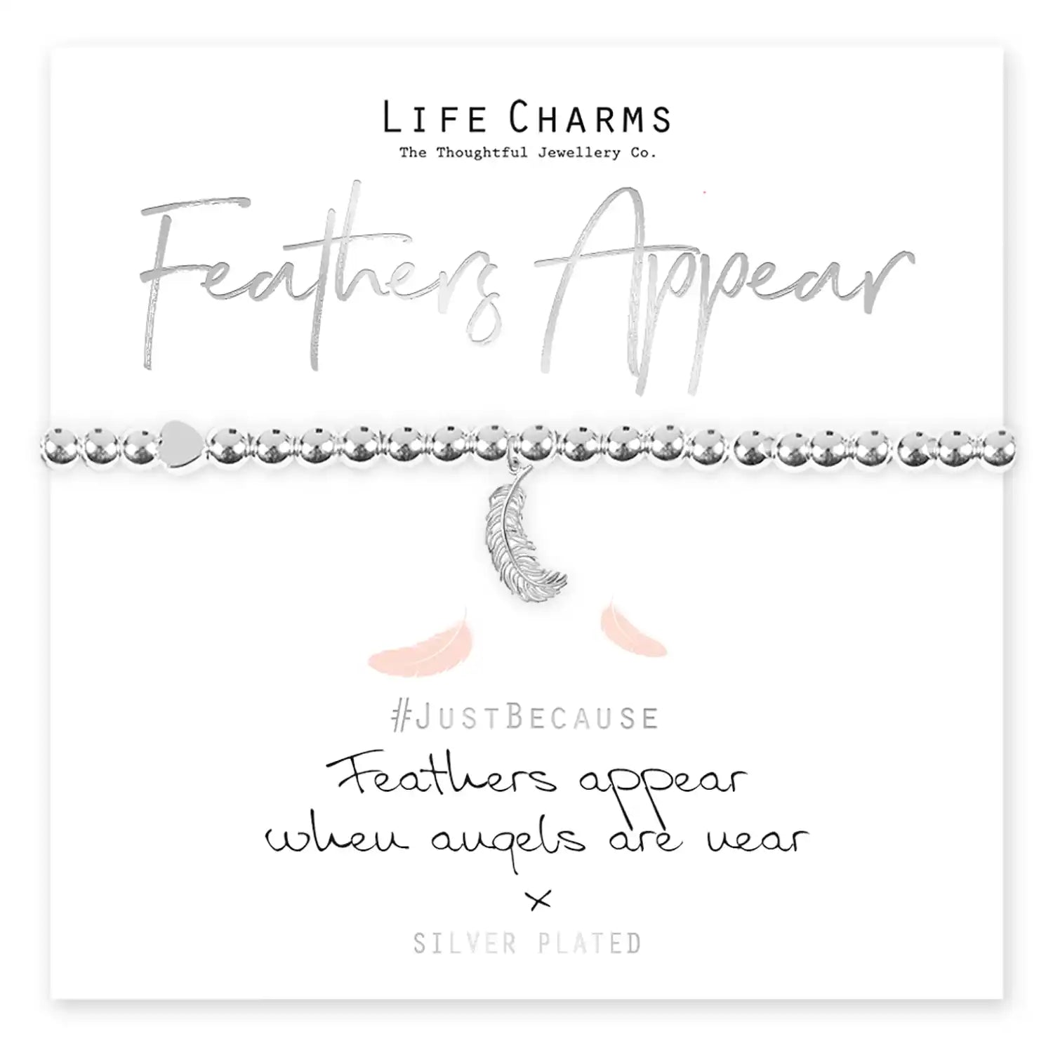 Life Charms Feathers Appear When Angels Are Near Bracelet - Silver 2 Shaws Department Stores