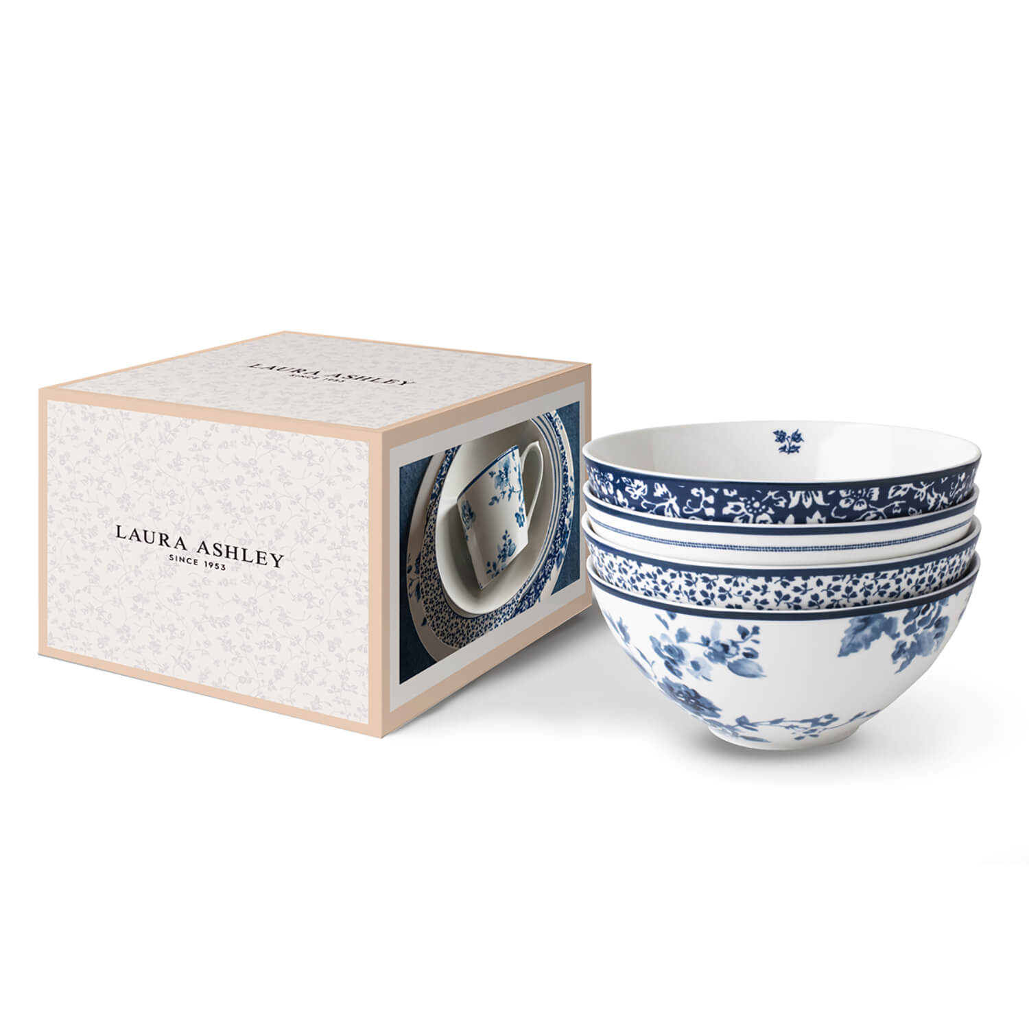 Laura Ashley Blueprint Collectables Set of 4 Bowls - 16cm 1 Shaws Department Stores