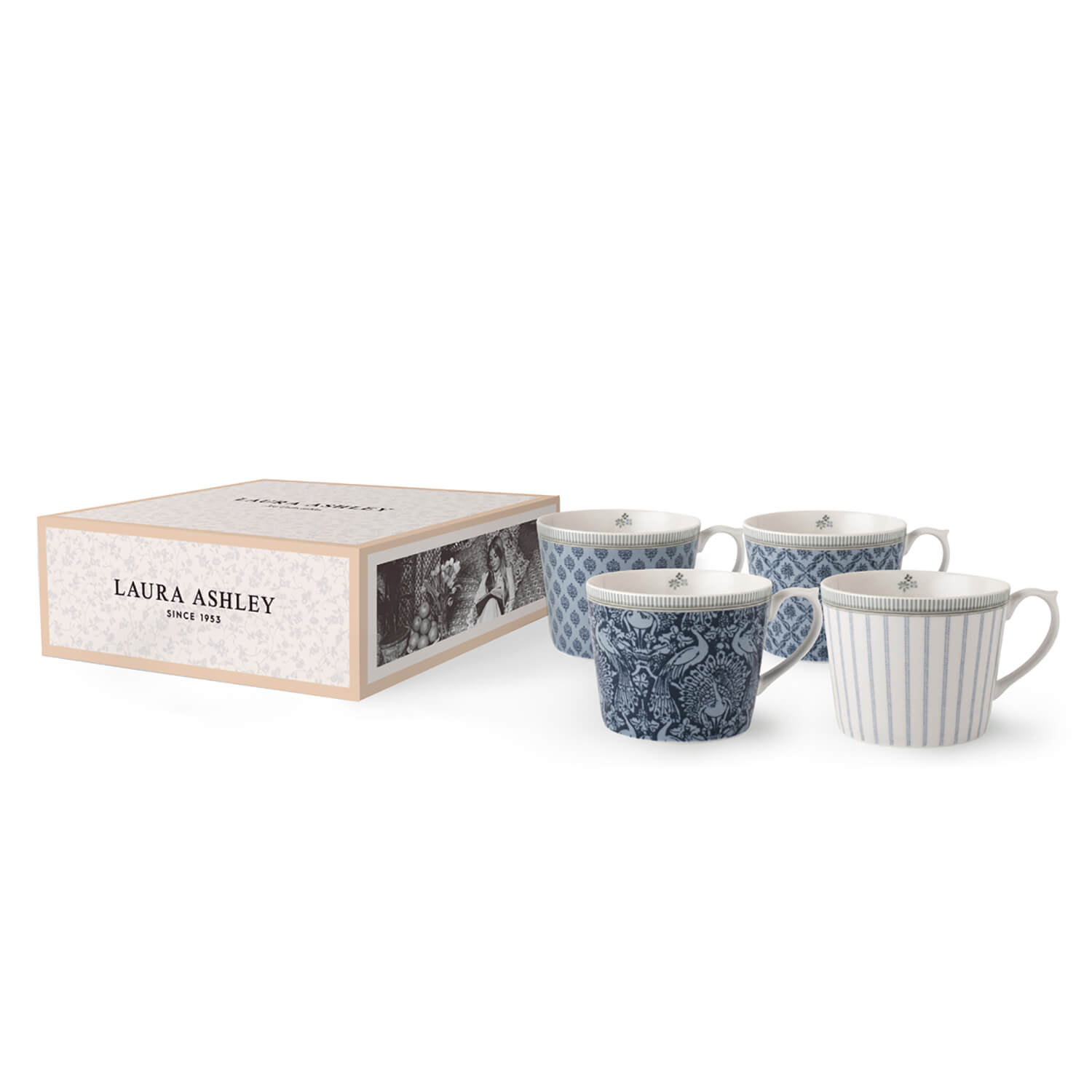 Laura Ashley Blueprint Collectables Set of 4 Mugs - 30cl - Multi 1 Shaws Department Stores